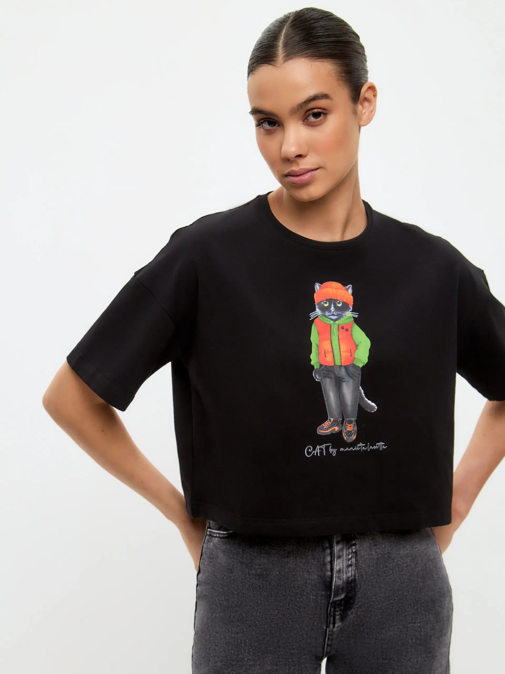 Black T-shirt Hoodie Cat | T-shirt For Cat Lovers | Cat e Lolette