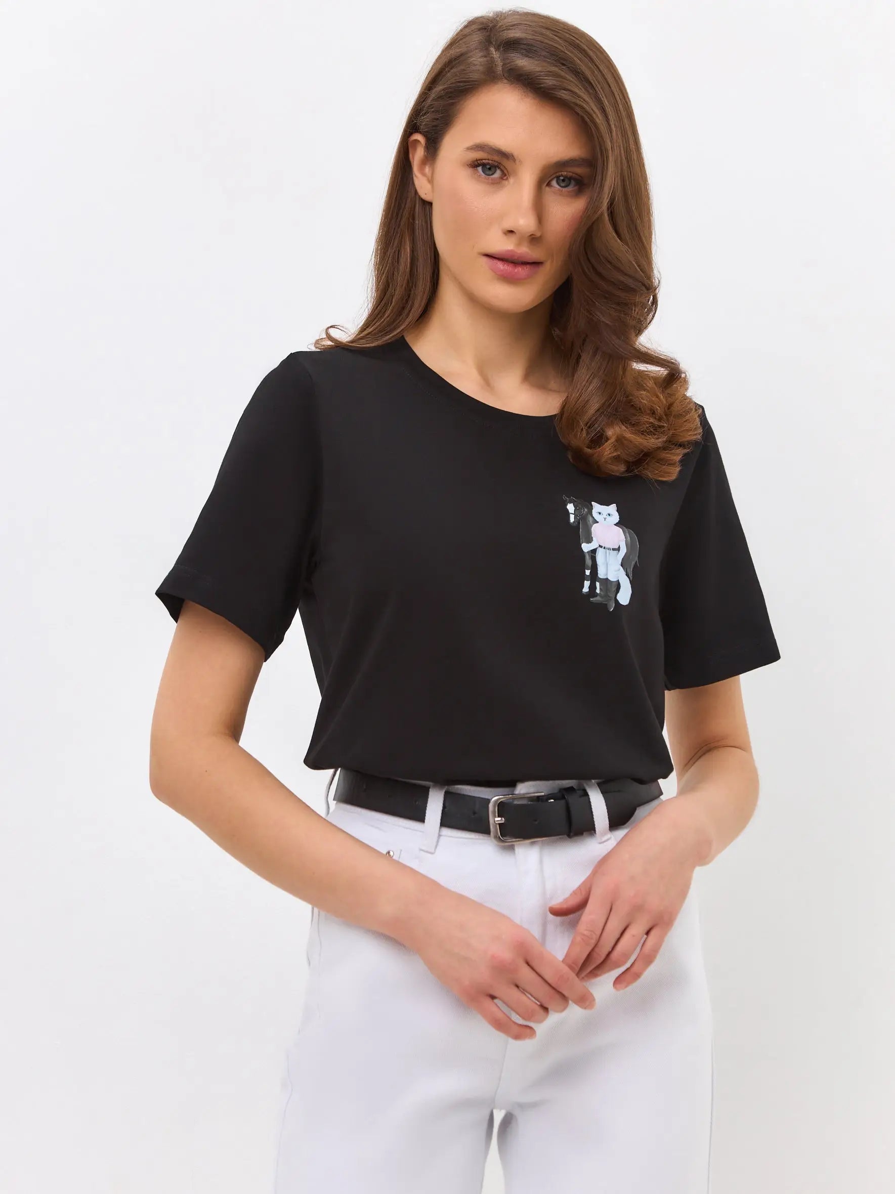 Black T-shirt Rider Cat | T-shirt For Cat Lovers | Cat e Lolette