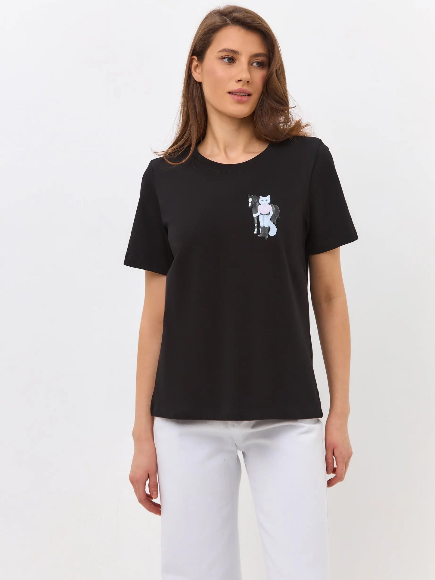 Black T-shirt Rider Cat | T-shirt For Cat Lovers | Cat e Lolette