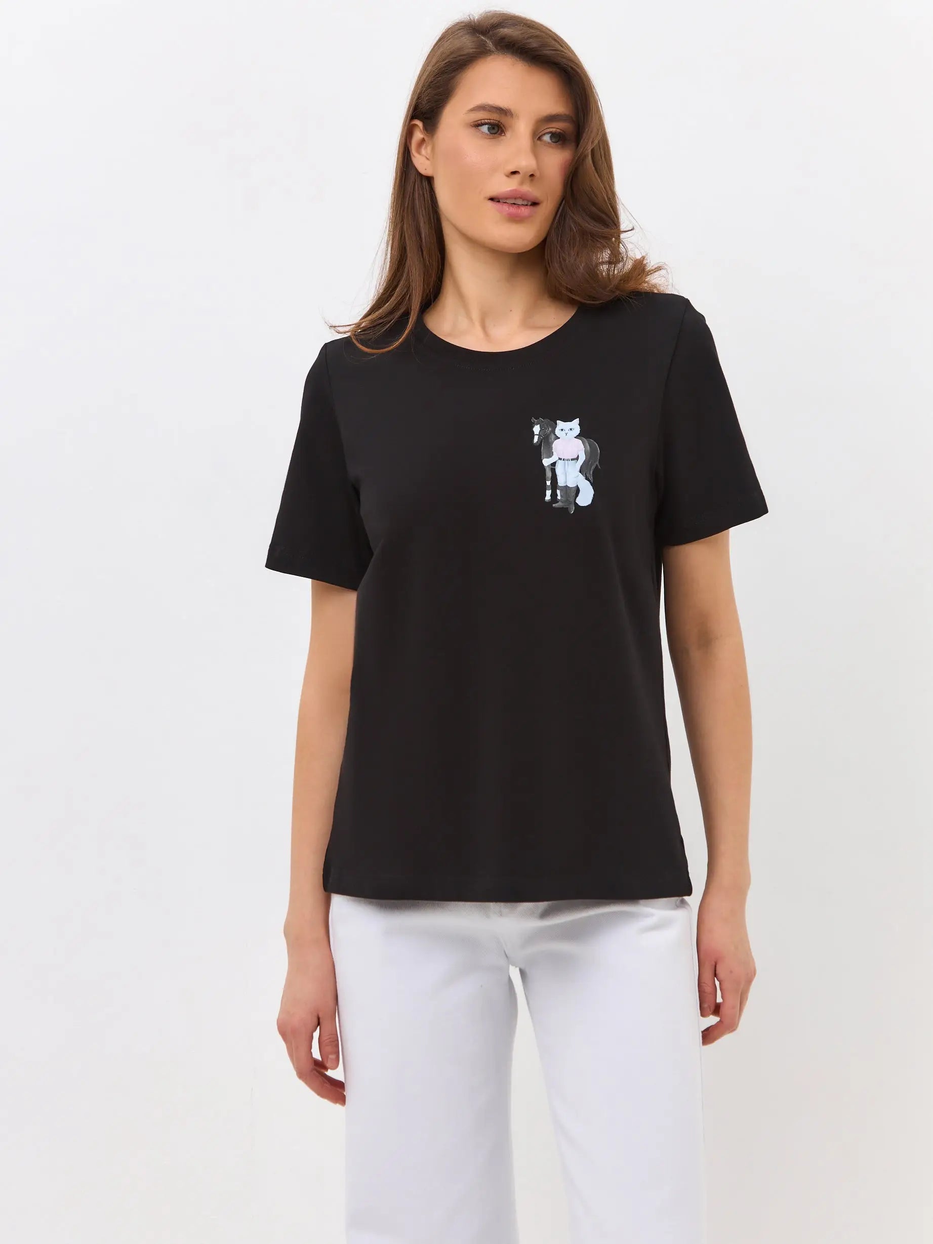 Black T-shirt Rider Cat | T-shirt For Cat Lovers | Cat e Lolette