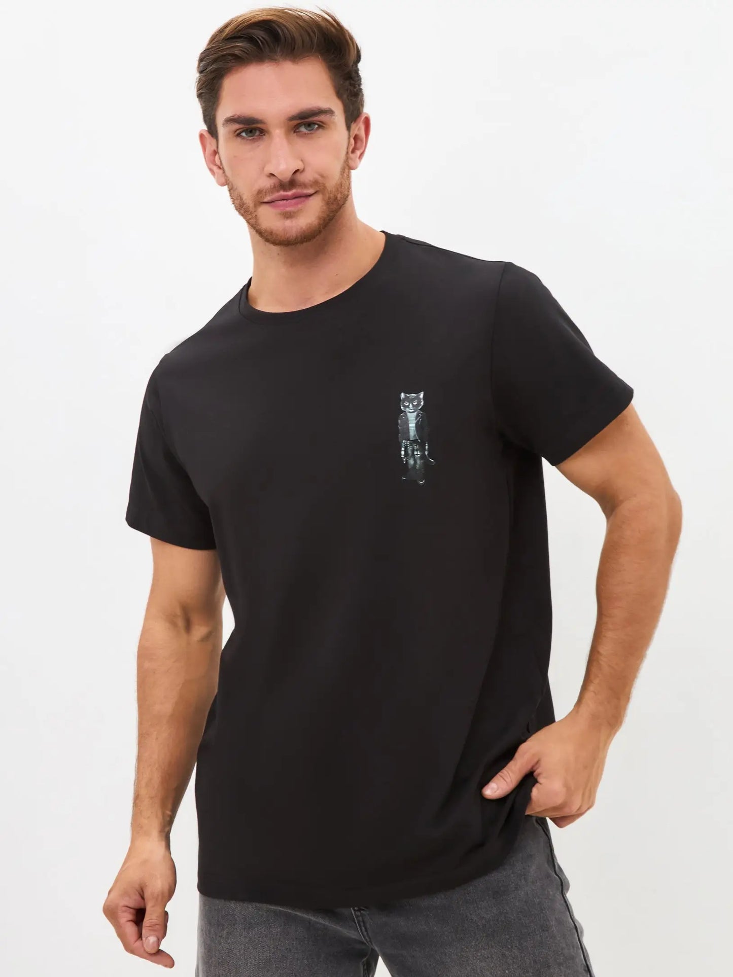Black T-shirt Rocker Cat | T-shirt For Cat Lovers | Cat e Lolette