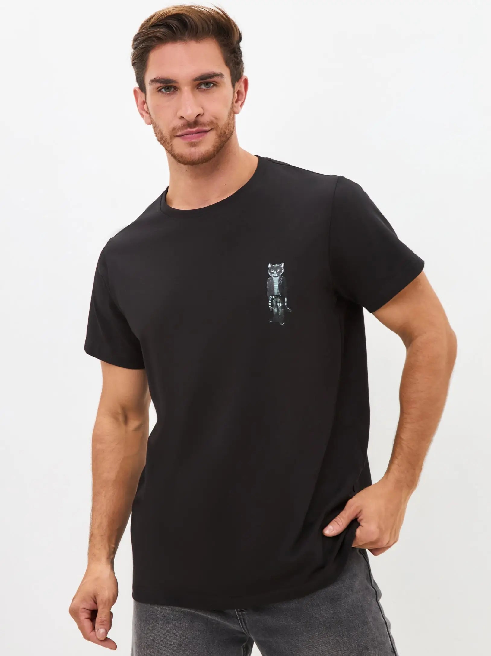 Black T-shirt Rocker Cat | T-shirt For Cat Lovers | Cat e Lolette