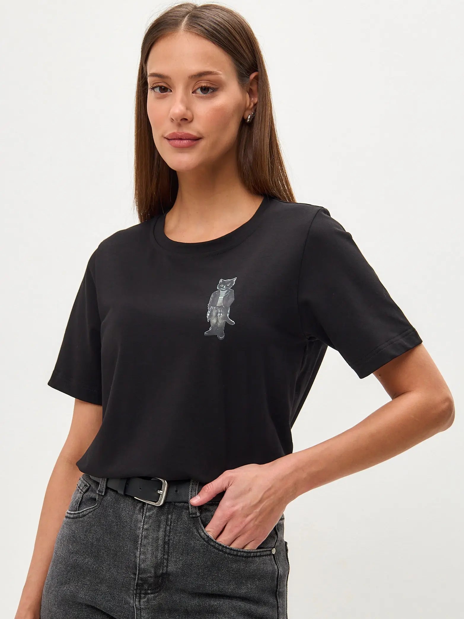 Black T-shirt Rocker Cat | T-shirt For Cat Lovers | Cat e Lolette