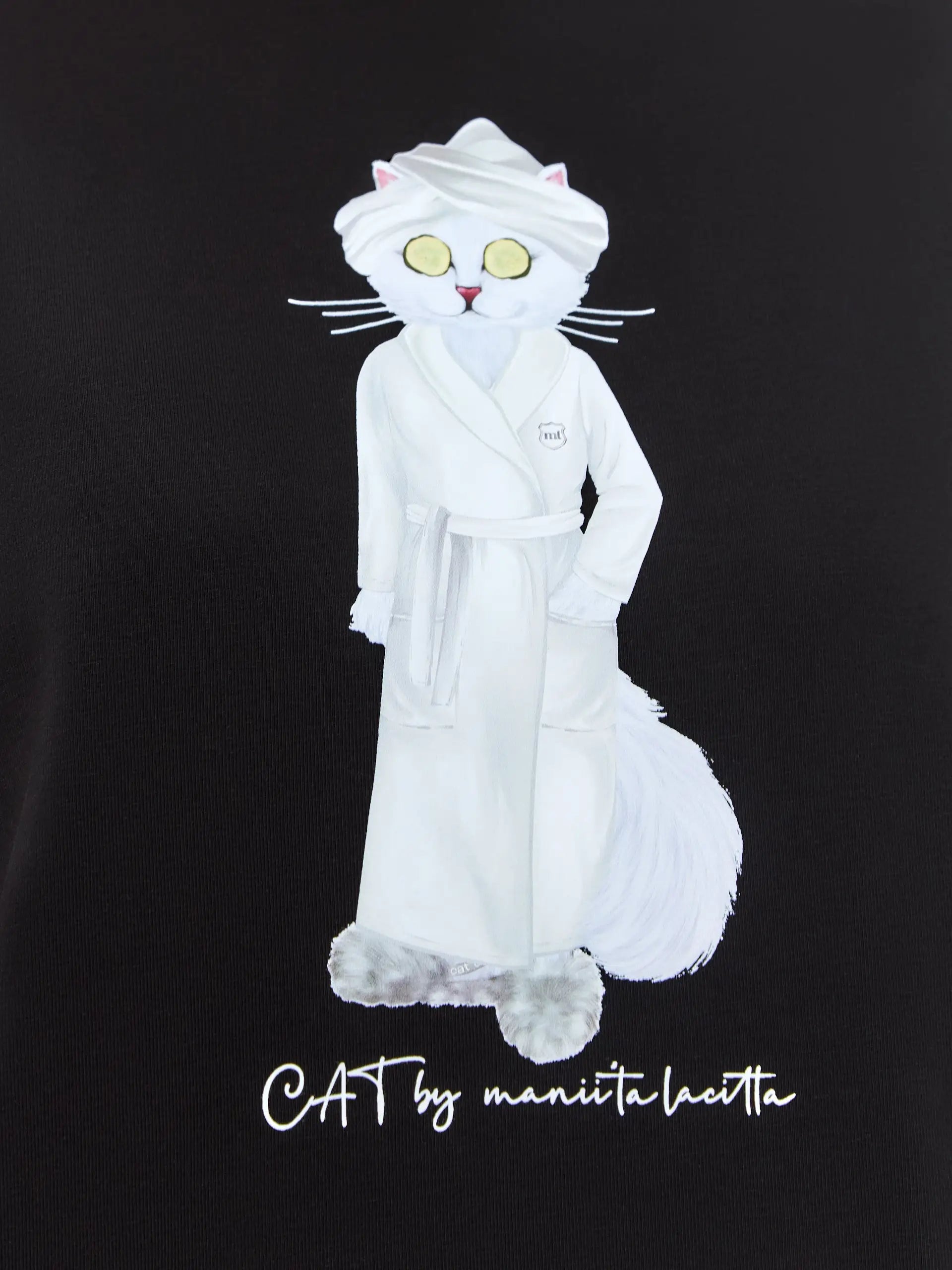 Black T-shirt Spa Cat | Loungewear For Cat Lovers | Cat e Lolette