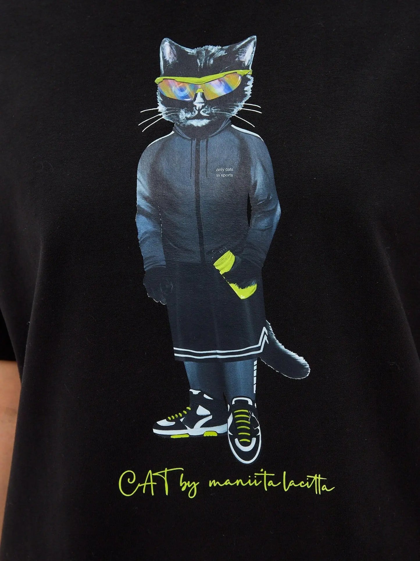 Black T-shirt Sport Cat | T-shirt For Cat Lovers | Cat e Lolette