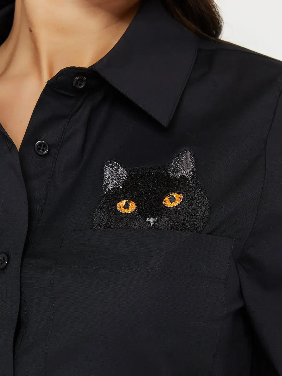 Black Women’s Shirt Cat | Shirt & Striped shirt For Cat Lovers | Cat