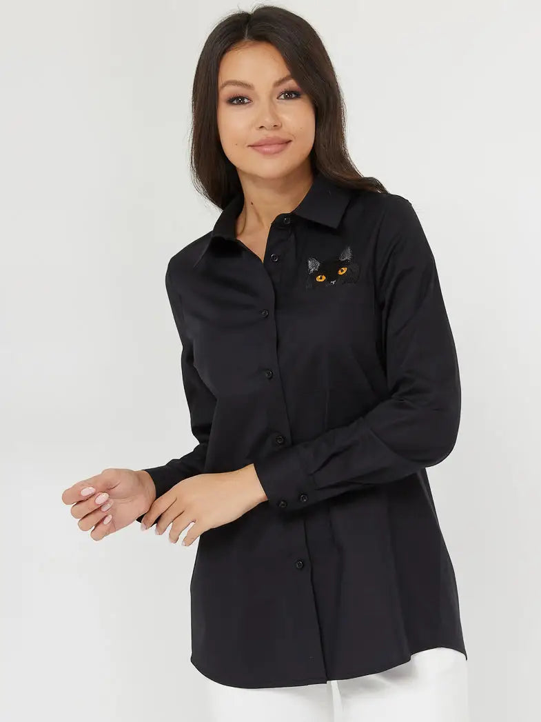 Black Women’s Shirt Cat | Shirt & Striped shirt For Cat Lovers | Cat