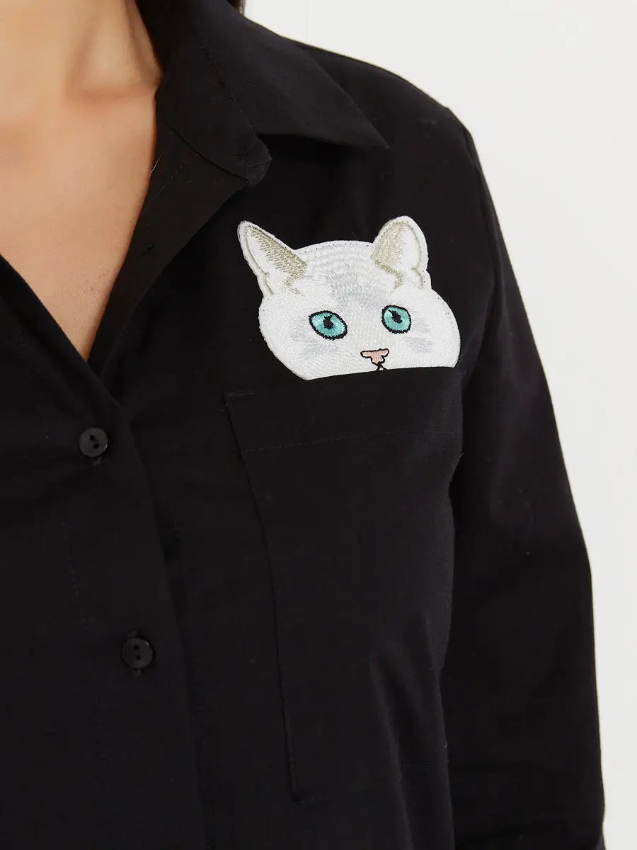 Black Women’s Shirt Cat | Shirt & Striped shirt For Cat Lovers | Cat