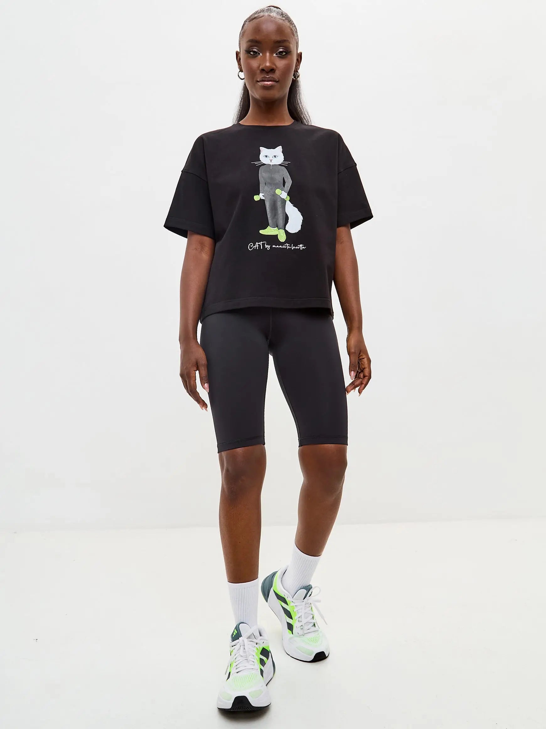 Black Women’s Sport Shorts | Bottom For Cat Lovers | Cat e Lolette