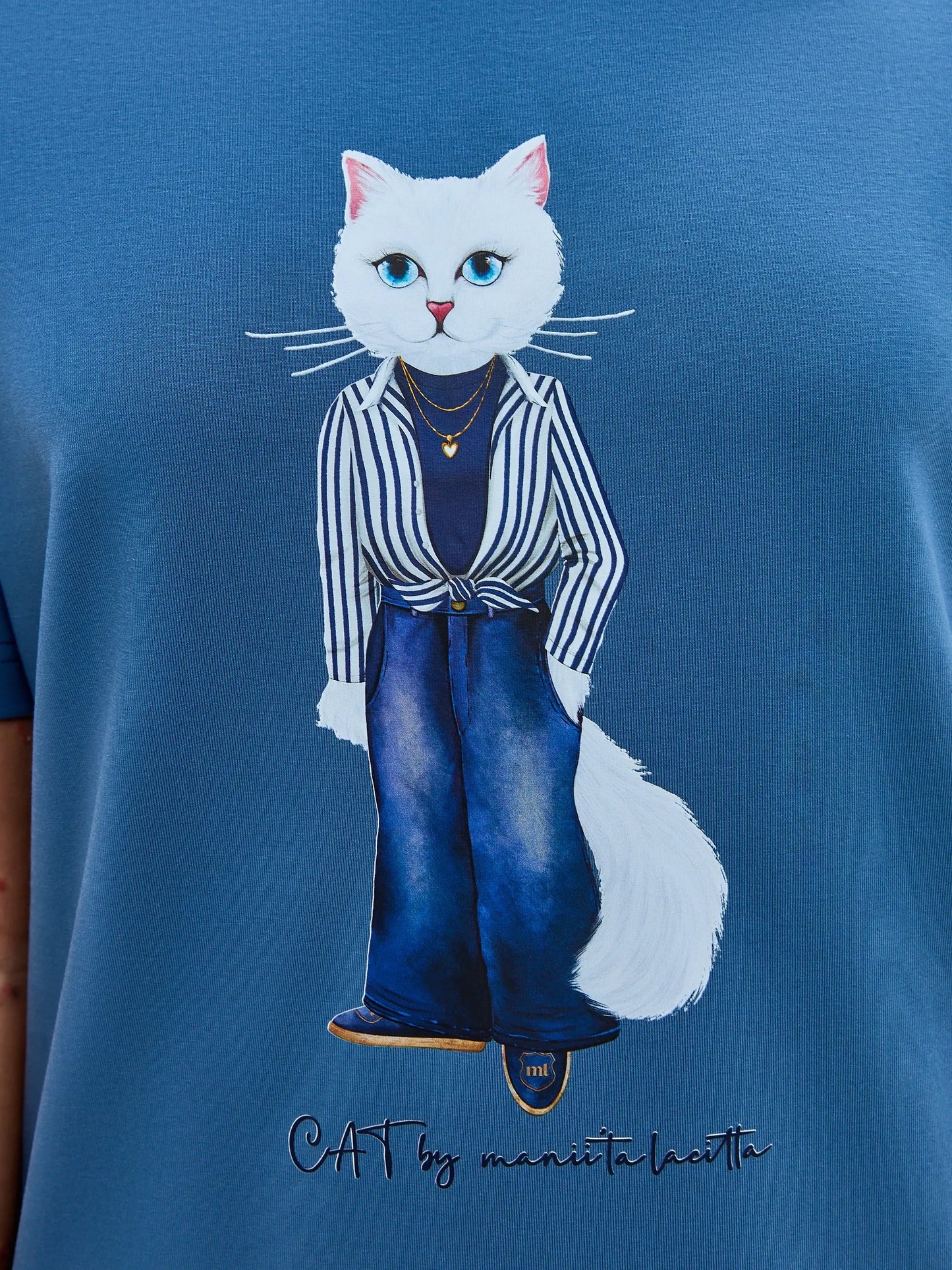Blue Dress Country White Cat | Dress For Cat Lovers | Cat e Lolette