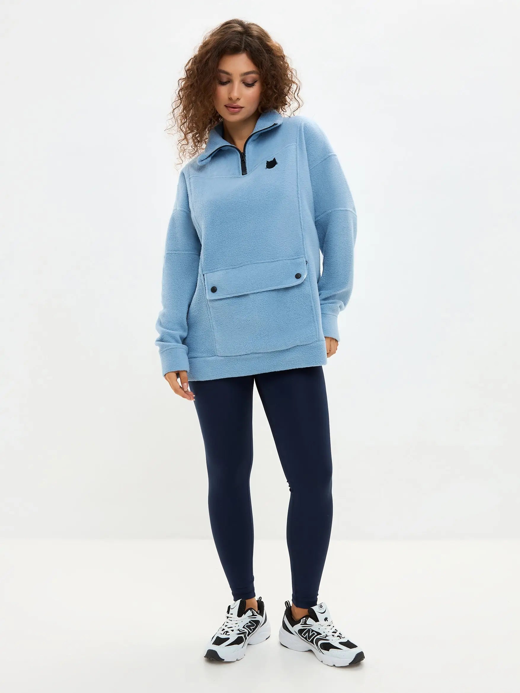 Blue Fleece Sweatshirt | Fleece (recycled) For Cat Lovers | Cat e