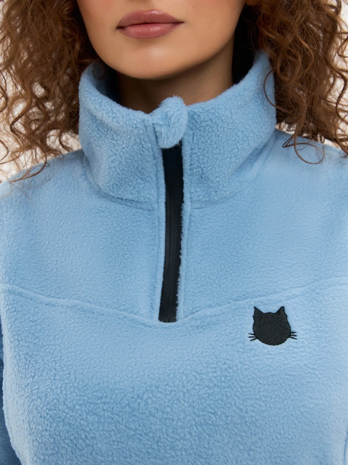Blue Fleece Sweatshirt | Fleece (recycled) For Cat Lovers | Cat e