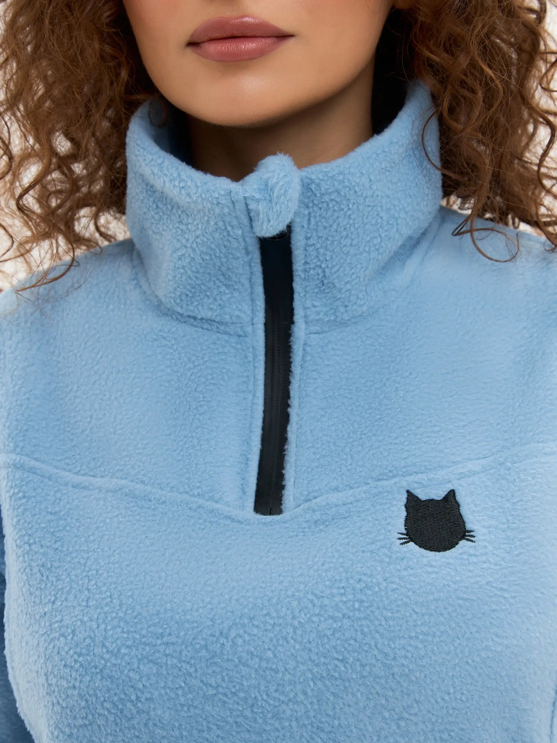 Blue Fleece Sweatshirt | Fleece (recycled) For Cat Lovers | Cat e