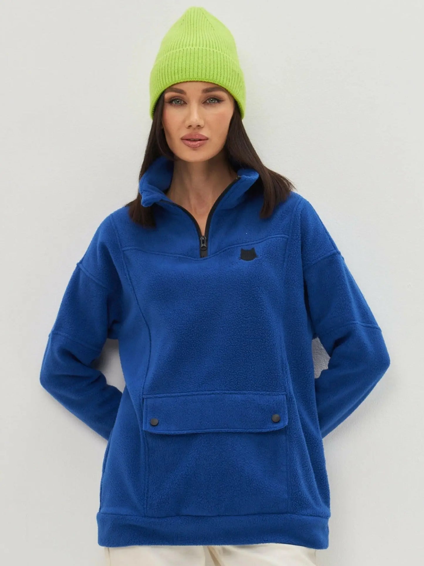 Blue Fleece Sweatshirt | Fleece (recycled) For Cat Lovers | Cat e