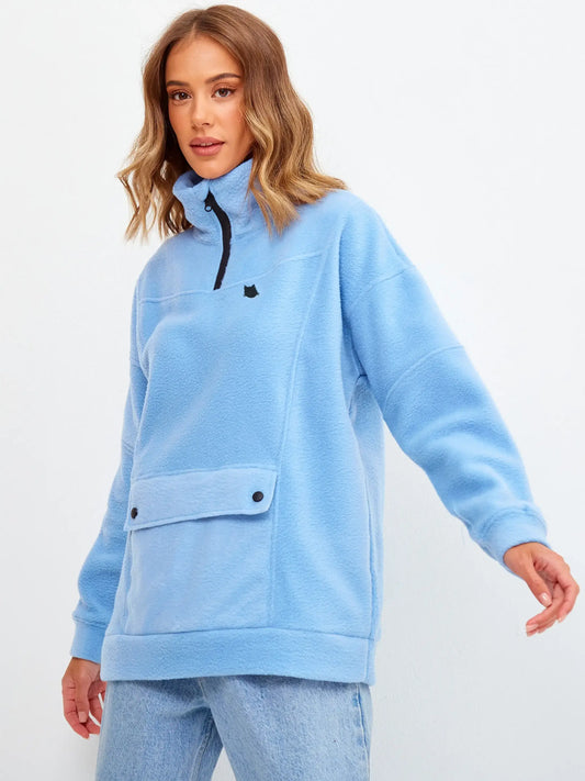 Blue Fleece Sweatshirt | Fleece (recycled) For Cat Lovers | Cat e