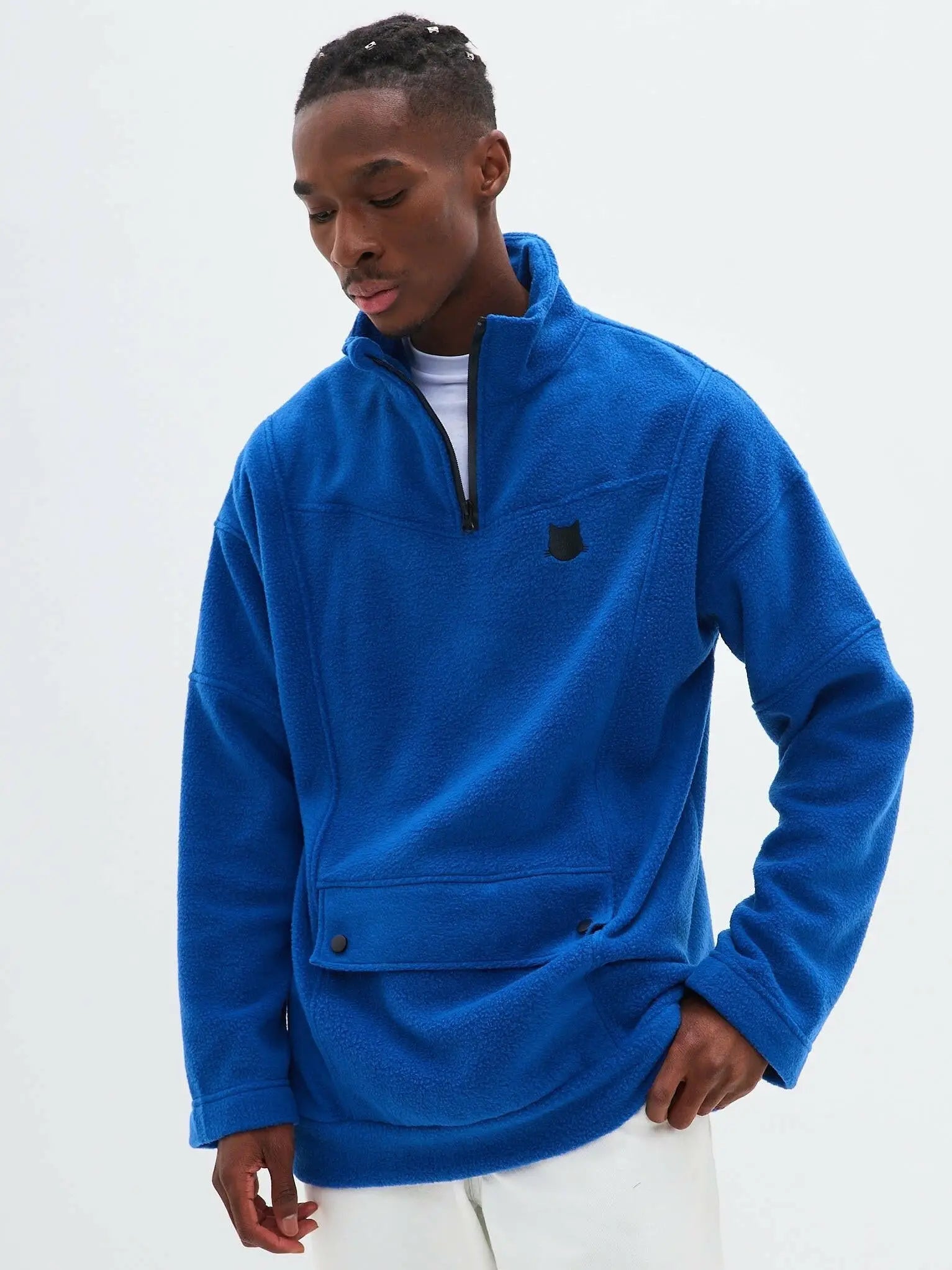 Blue Fleece Sweatshirt | Fleece (recycled) For Cat Lovers | Cat e