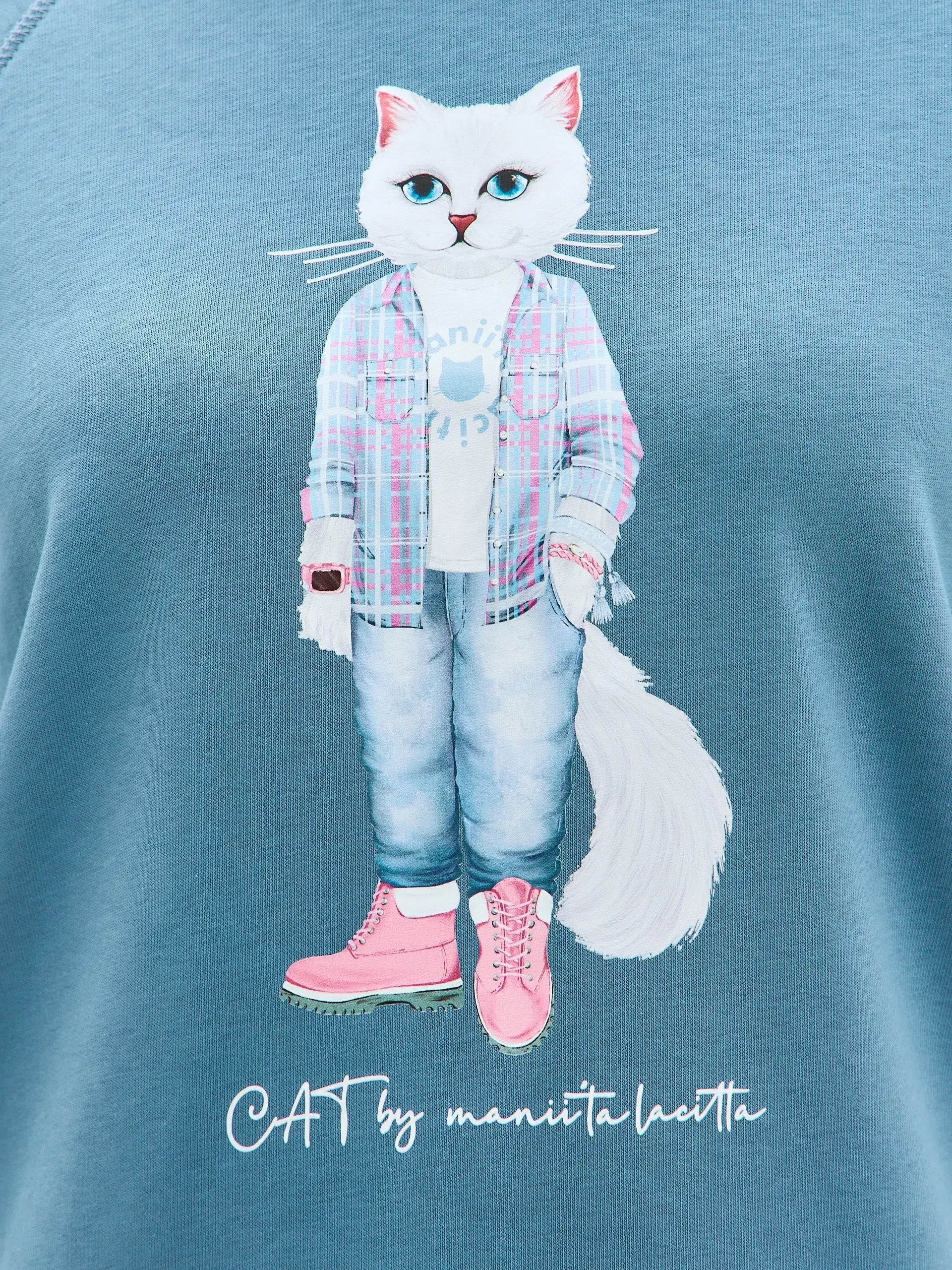 Blue Hoodie White Country Cat | Hoodie & sweatshirt For Cat Lovers