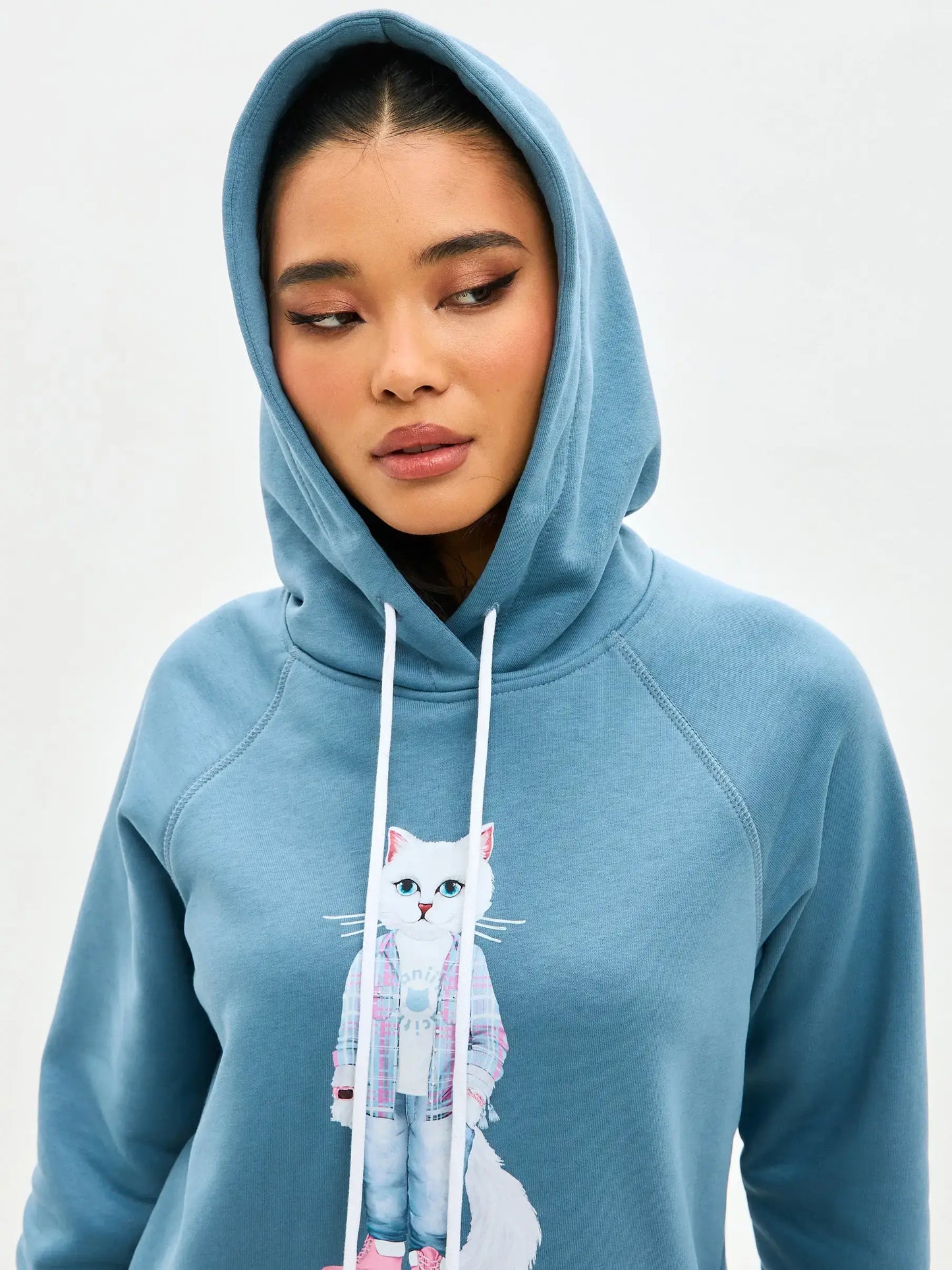 Blue Hoodie White Country Cat | Hoodie & sweatshirt For Cat Lovers