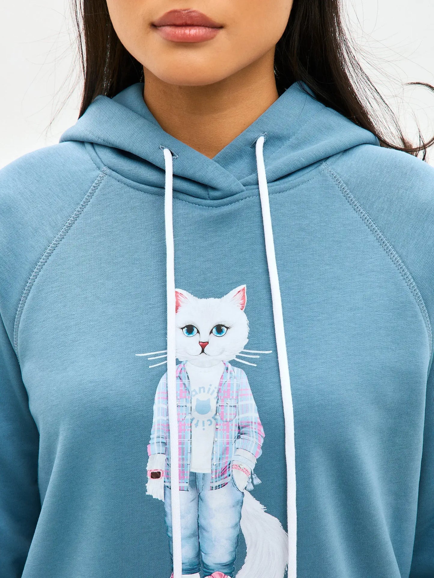 Blue Hoodie White Country Cat | Hoodie & sweatshirt For Cat Lovers