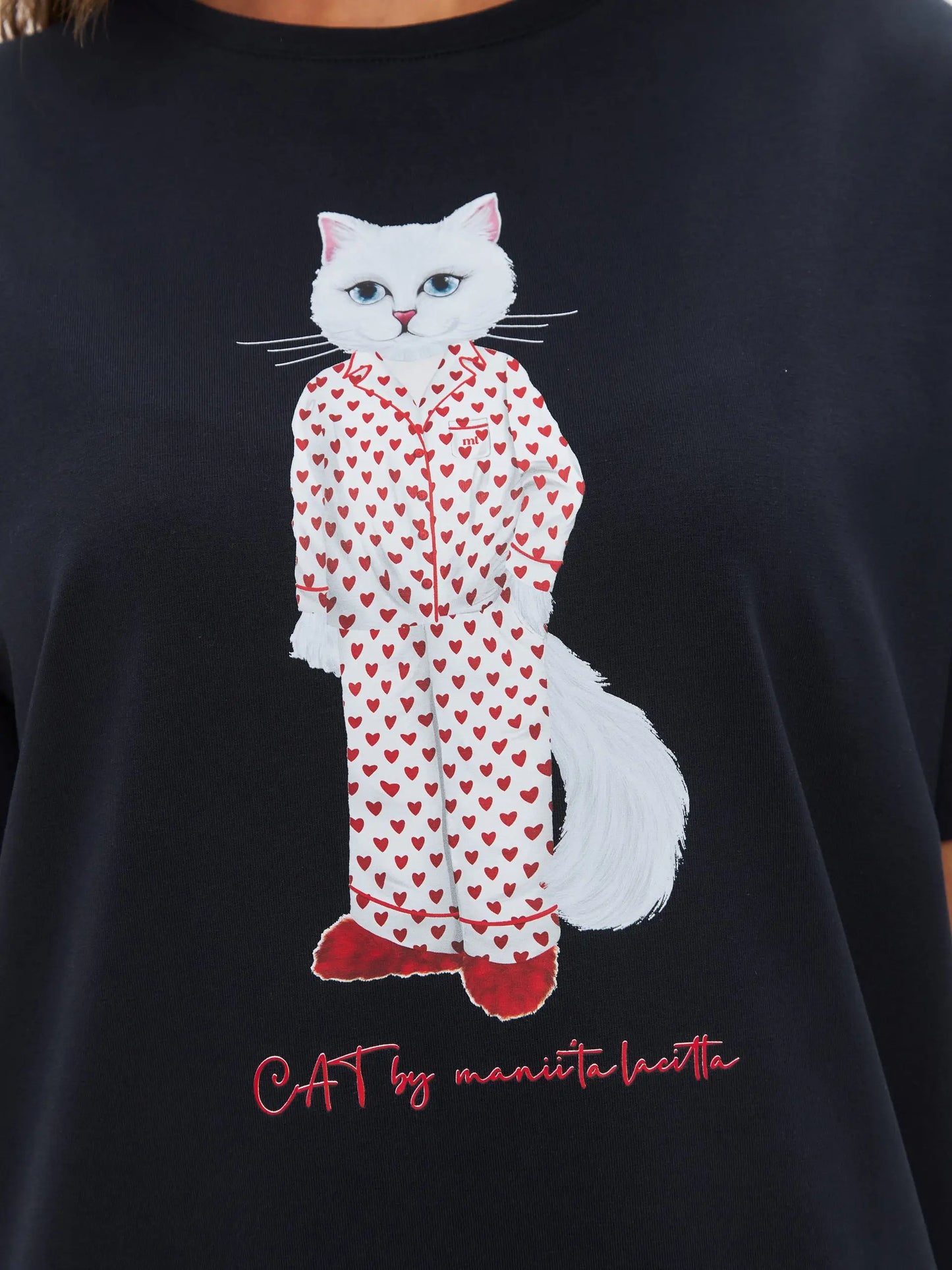 Blue Oversized T-shirt Pajamas Cat | Loungewear For Cat Lovers | Cat