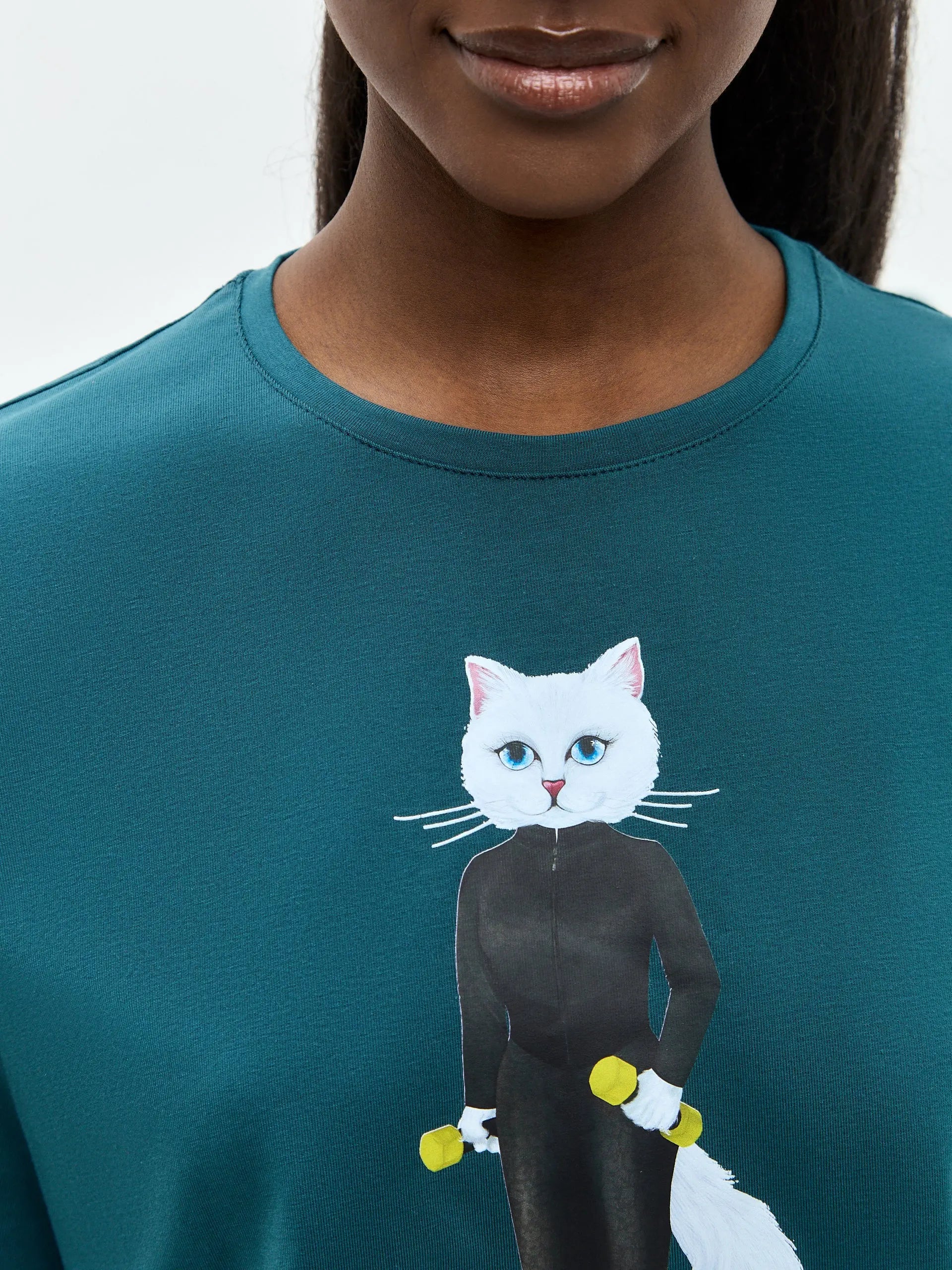 Blue Short Oversized T-shirt Sport Cat | T-shirt For Cat Lovers | Cat