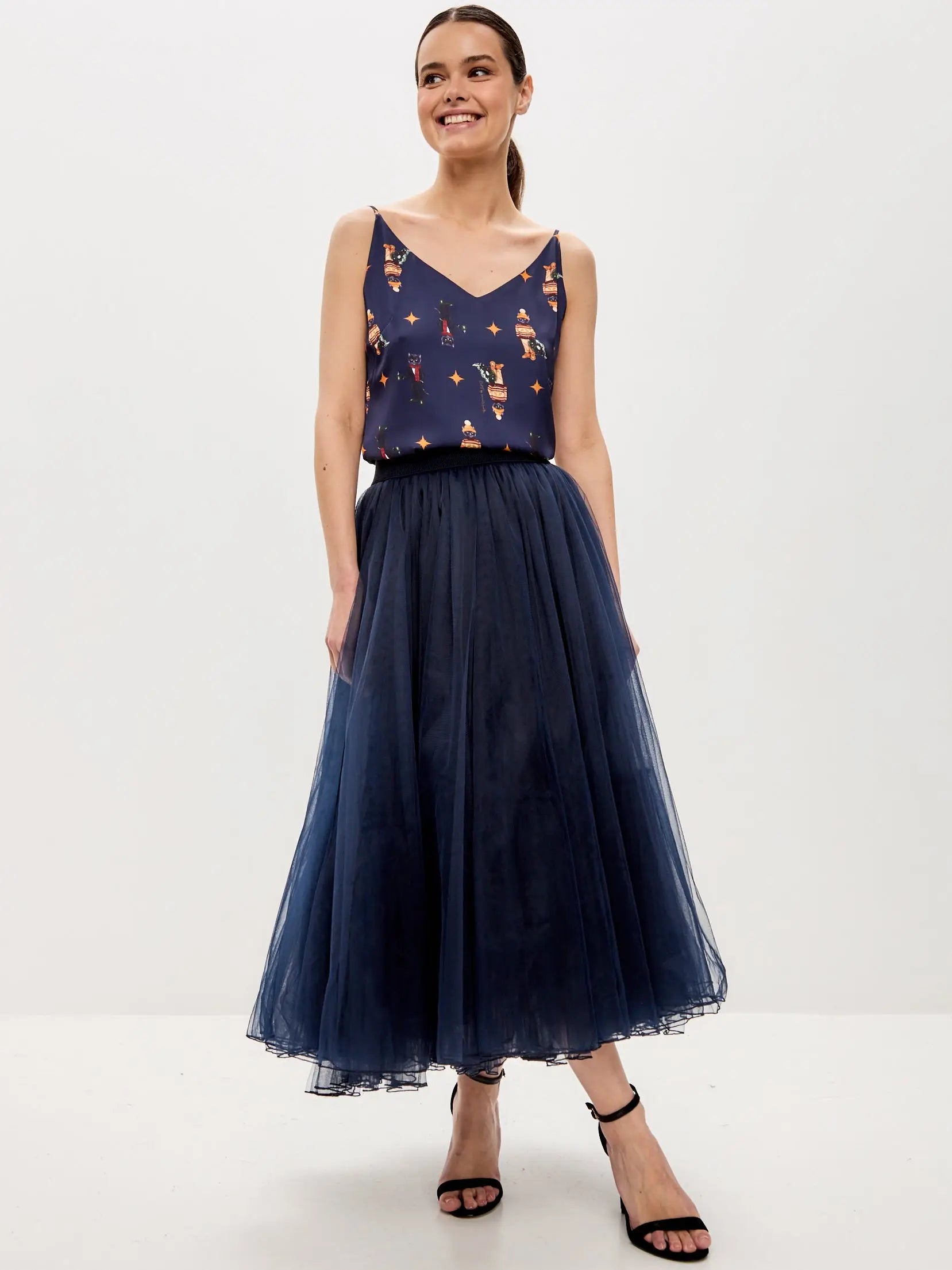 Blue Silk Top Cat | Silk top For Cat Lovers | Cat e Lolette