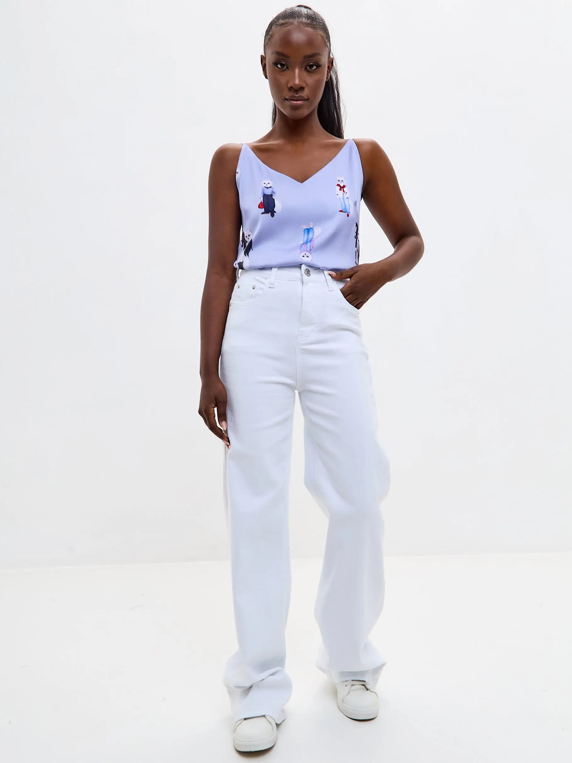 Blue Silk Top Cat | Silk top For Cat Lovers | Cat e Lolette