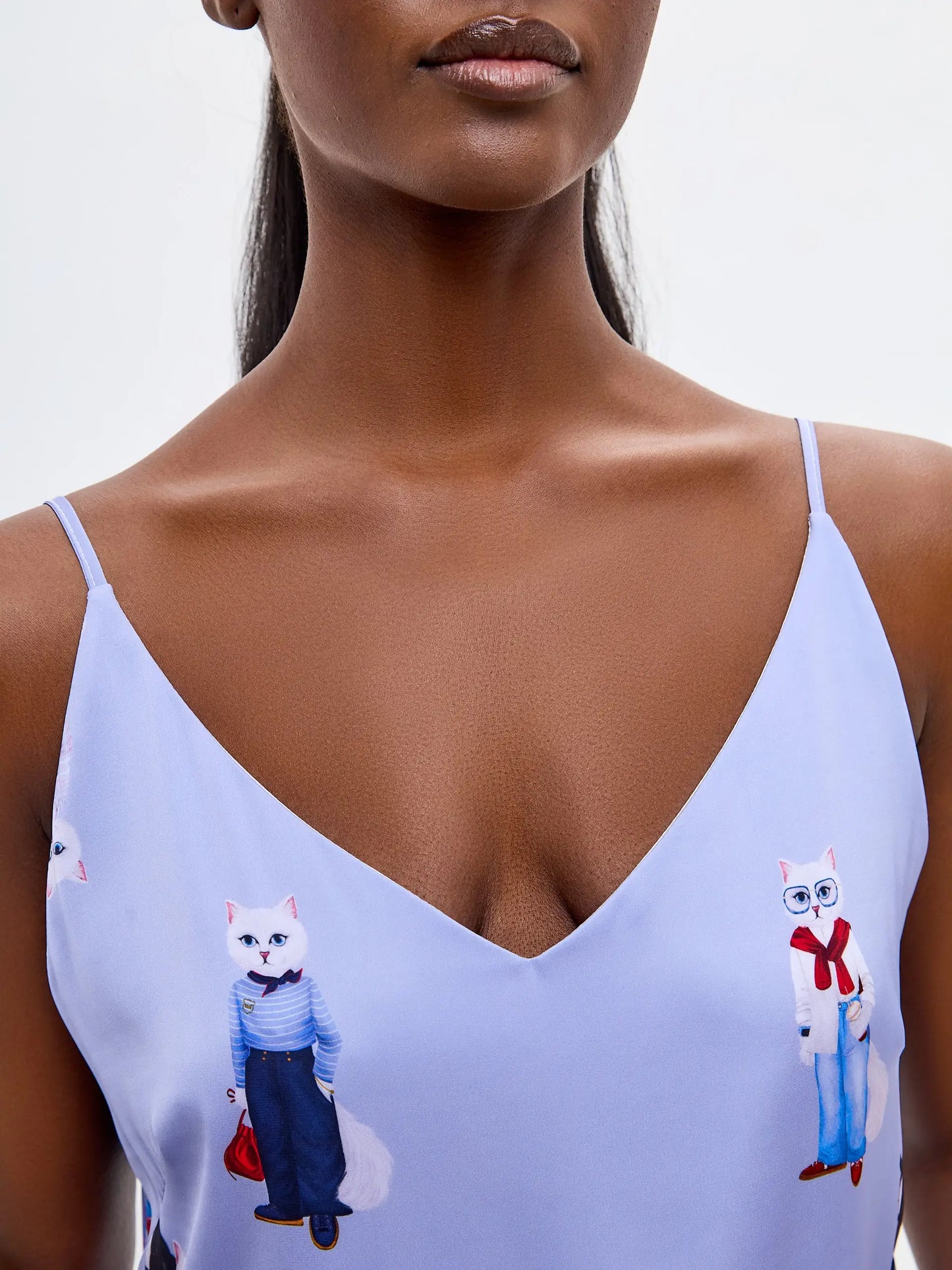 Blue Silk Top Cat | Silk top For Cat Lovers | Cat e Lolette
