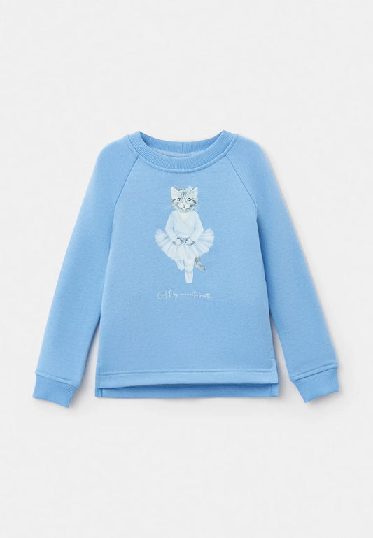 Blue Sweatshirt Ballet Cat | Hoodie & sweatshirt For Cat Lovers | Cat