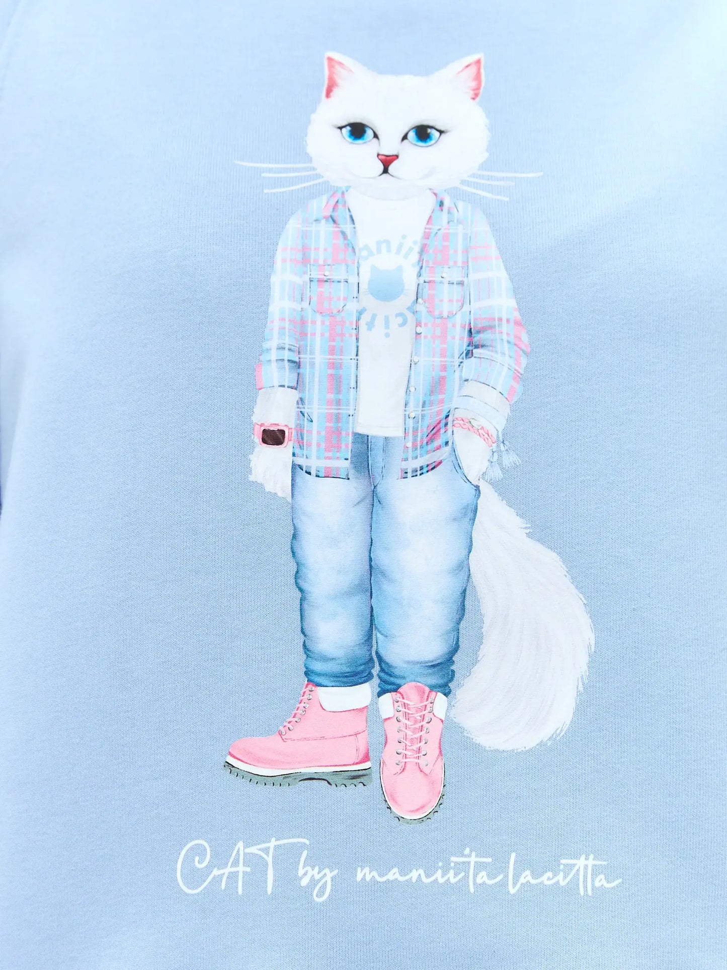 Blue Sweatshirt White Country Cat | Hoodie & sweatshirt For Cat