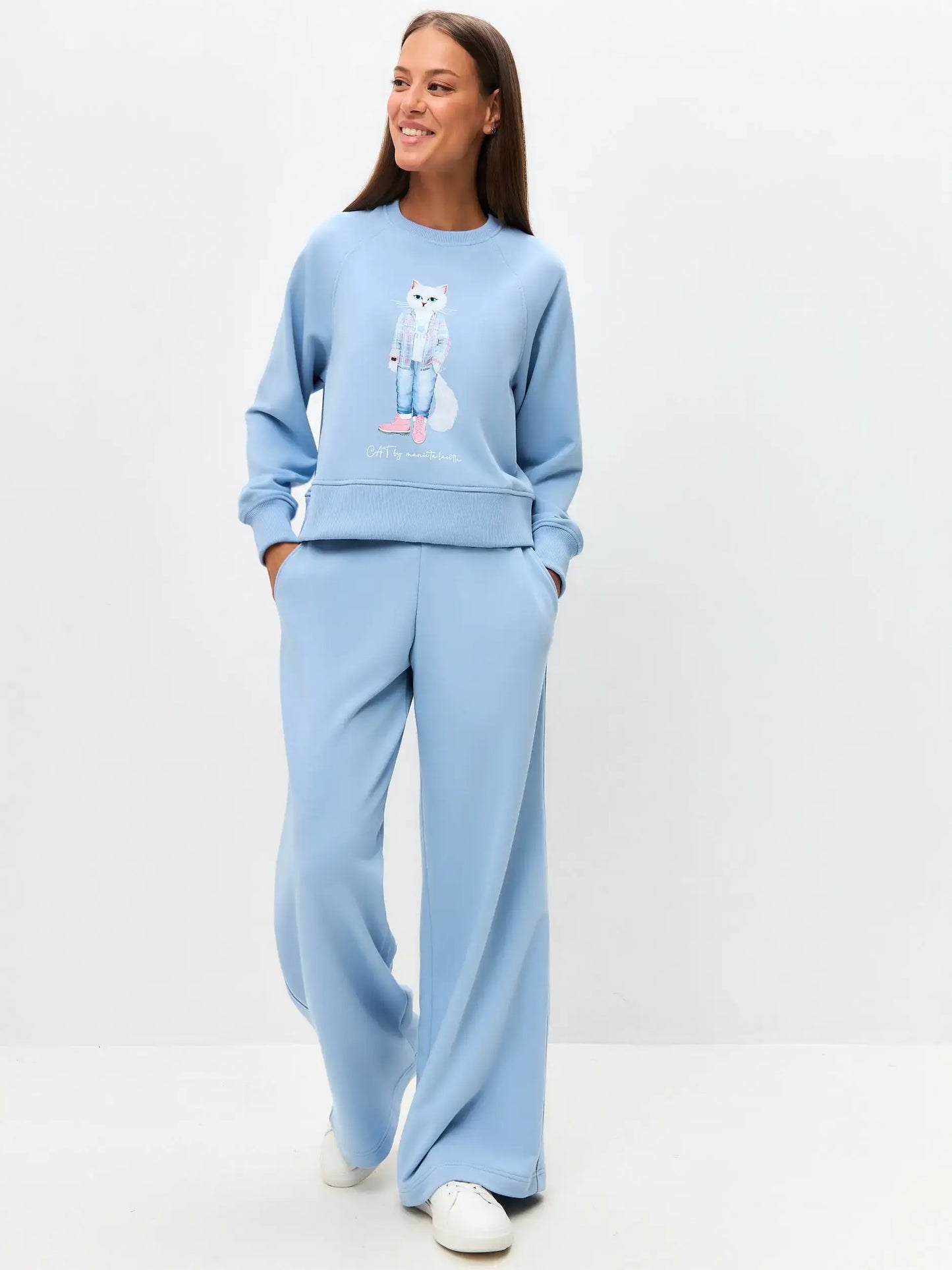 Blue Sweatshirt White Country Cat | Hoodie & sweatshirt For Cat