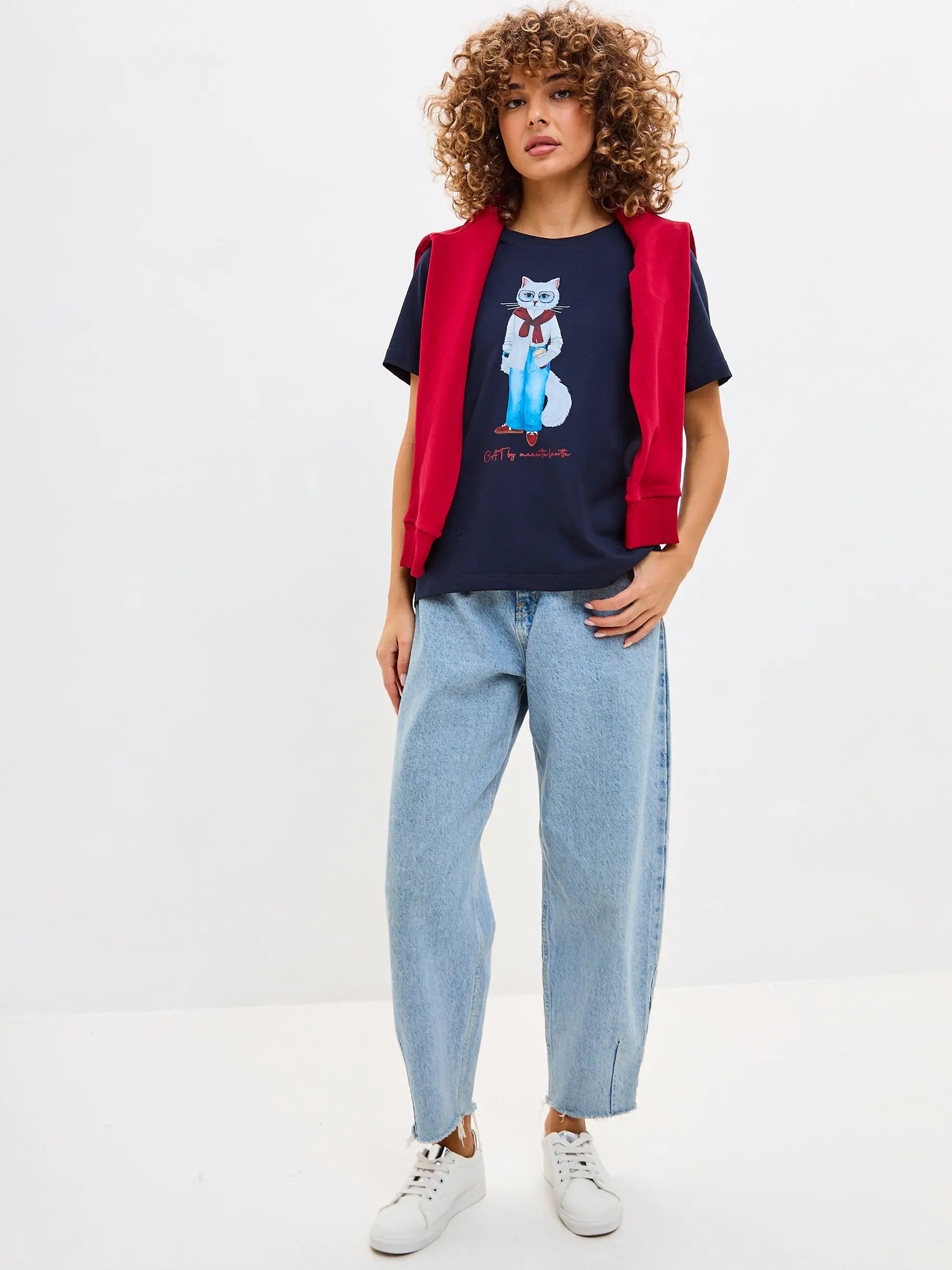 Blue T-shirt Coffee Cat | T-shirt For Cat Lovers | Cat e Lolette