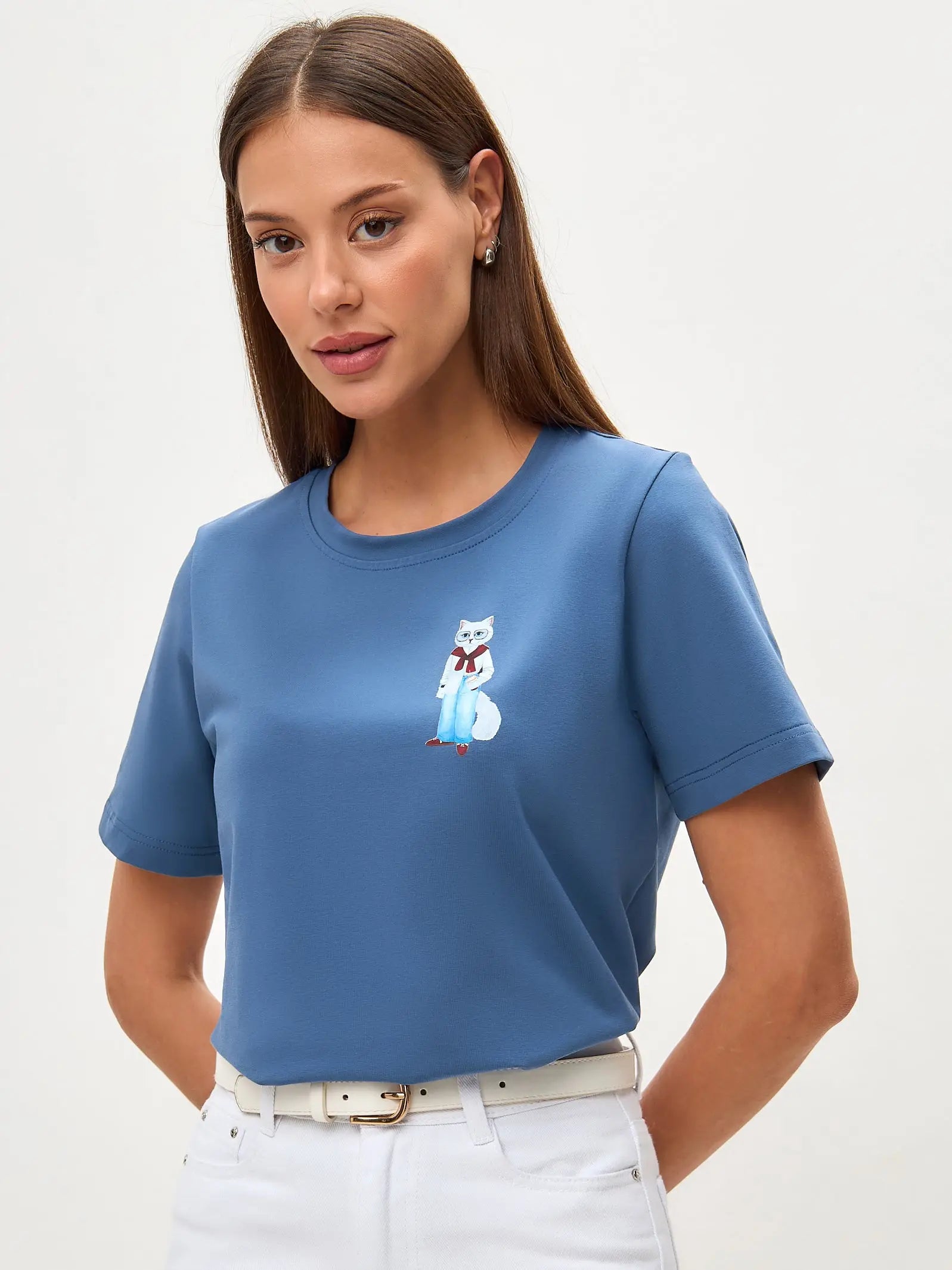 Blue T-shirt Coffee Cat | T-shirt For Cat Lovers | Cat e Lolette