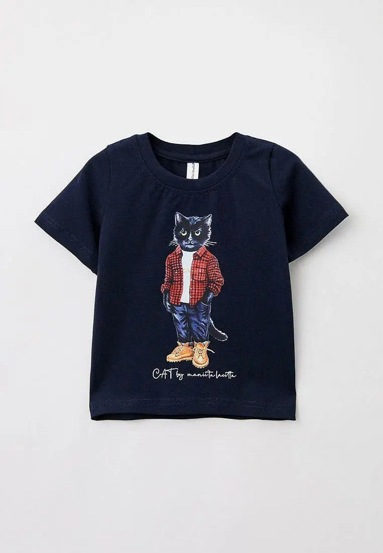 Blue T-shirt Country Cat | T-shirt For Cat Lovers | Cat e Lolette