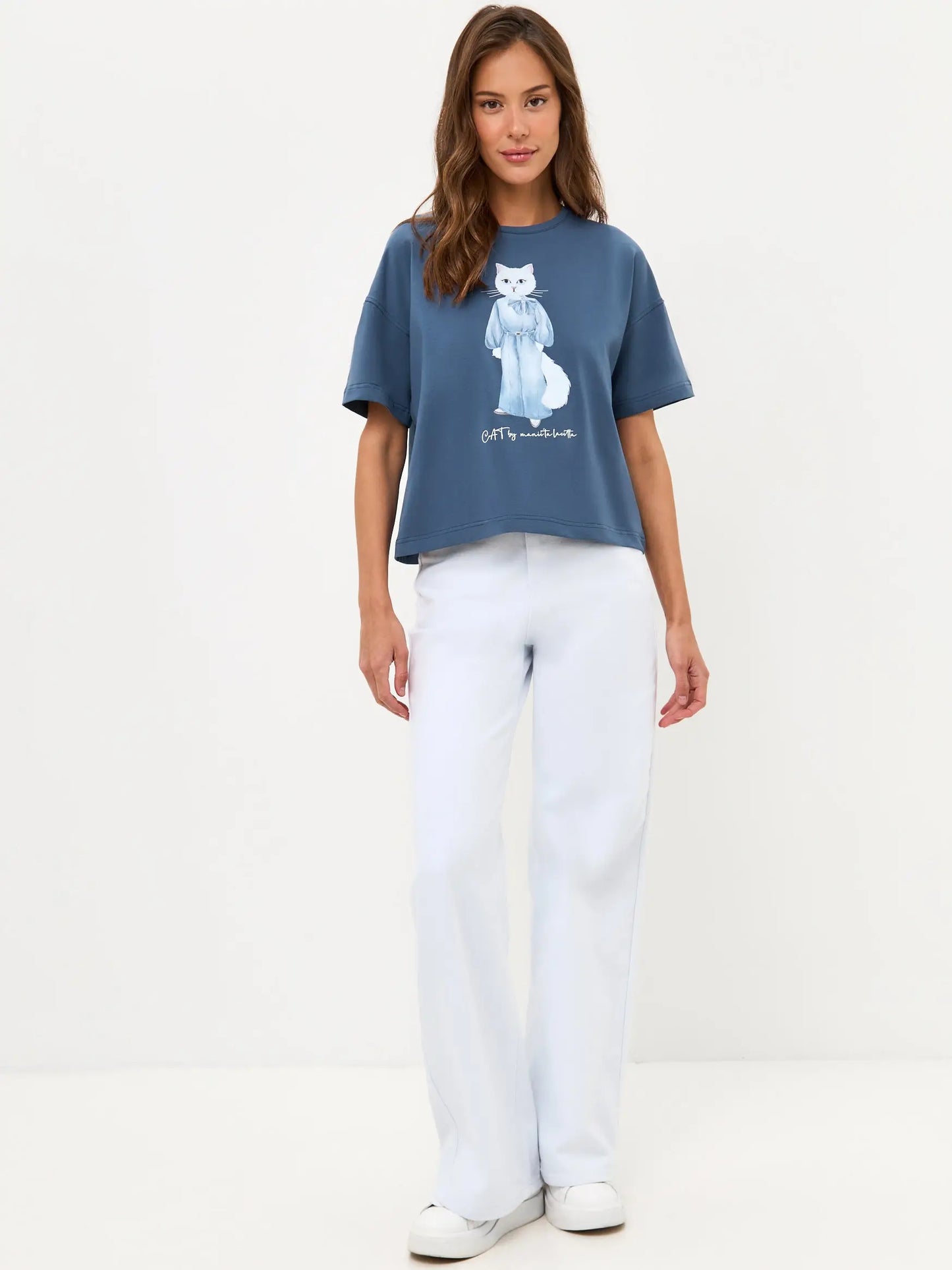 Blue T-shirt Denim Cat | T-shirt For Cat Lovers | Cat e Lolette