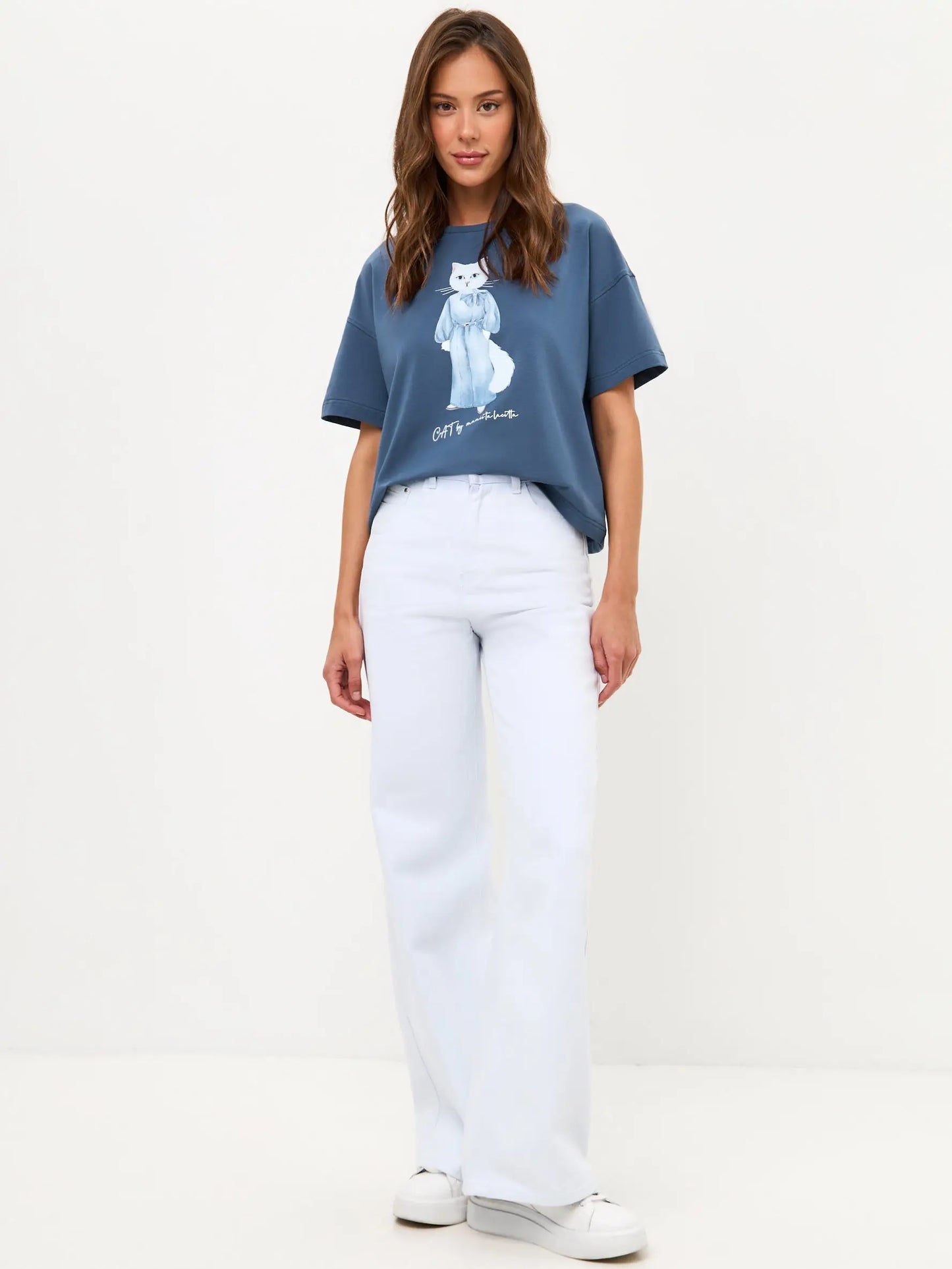 Blue T-shirt Denim Cat | T-shirt For Cat Lovers | Cat e Lolette