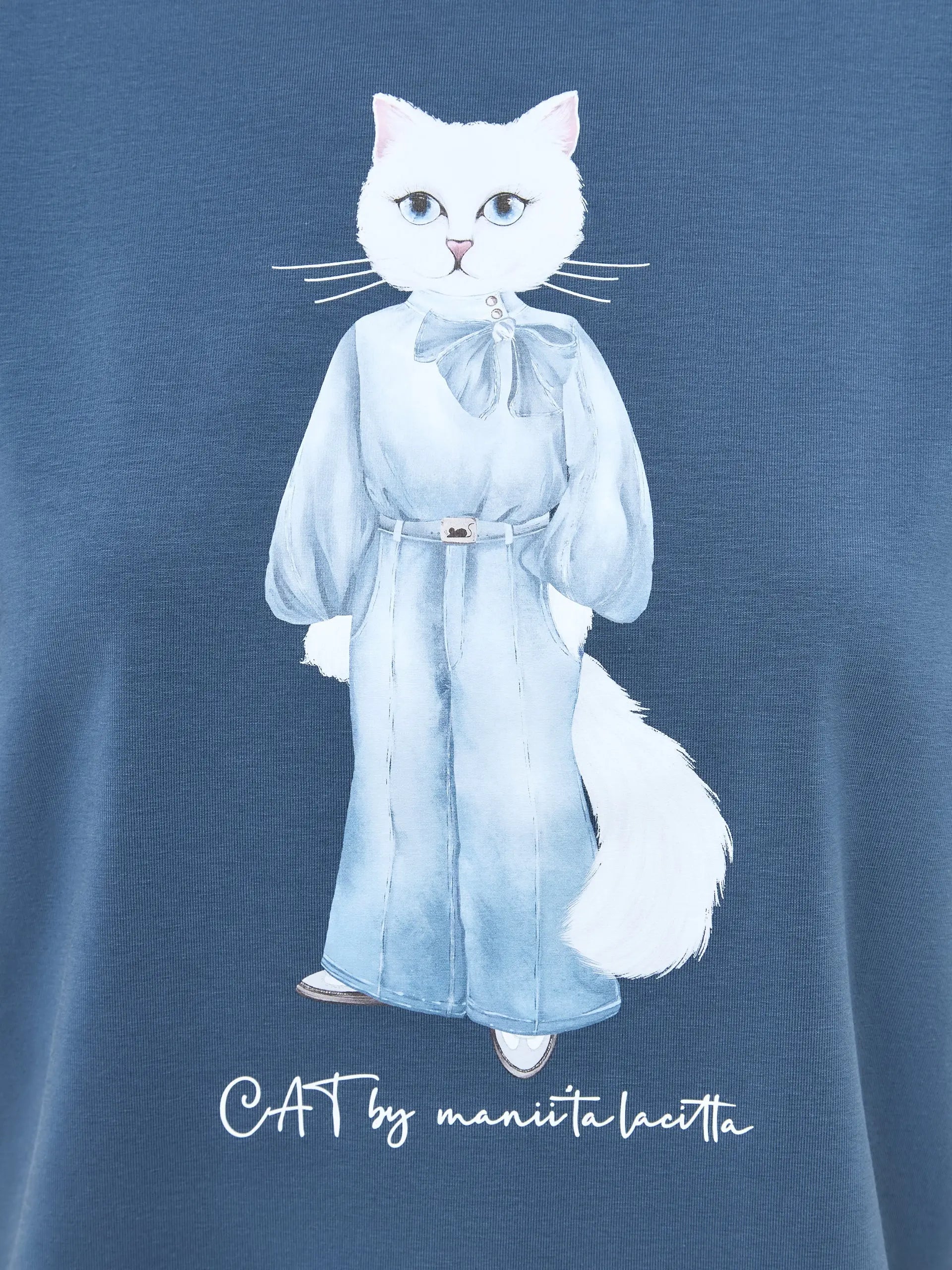 Blue T-shirt Denim Cat | T-shirt For Cat Lovers | Cat e Lolette