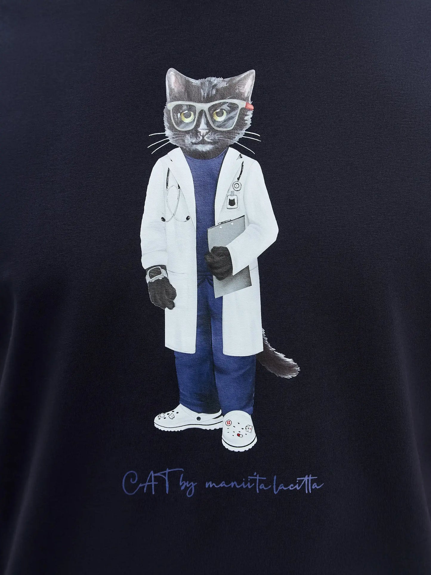 Blue T-shirt Doctor Cat | T-shirt For Cat Lovers | Cat e Lolette