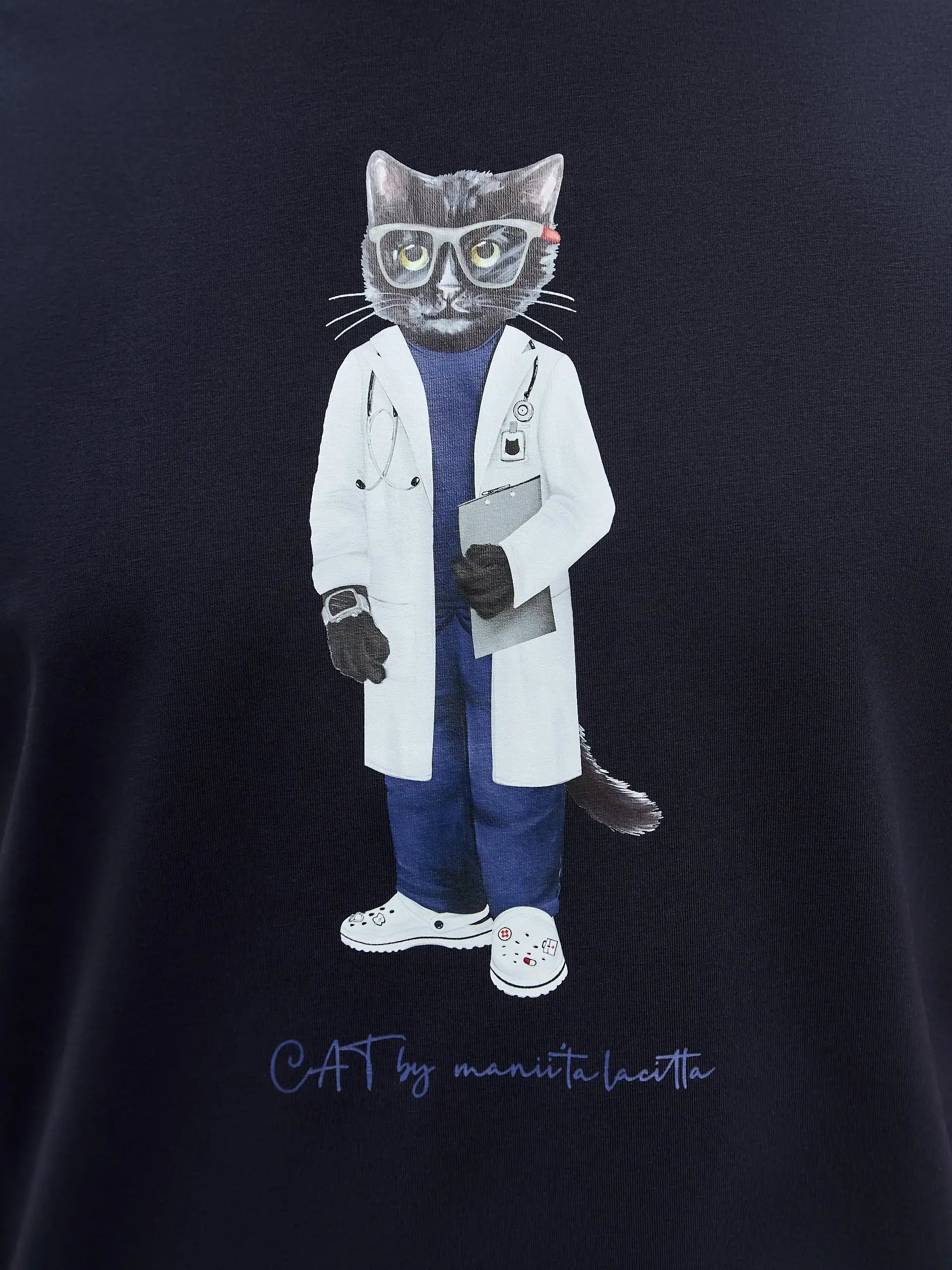 Blue T-shirt Doctor Cat | T-shirt For Cat Lovers | Cat e Lolette