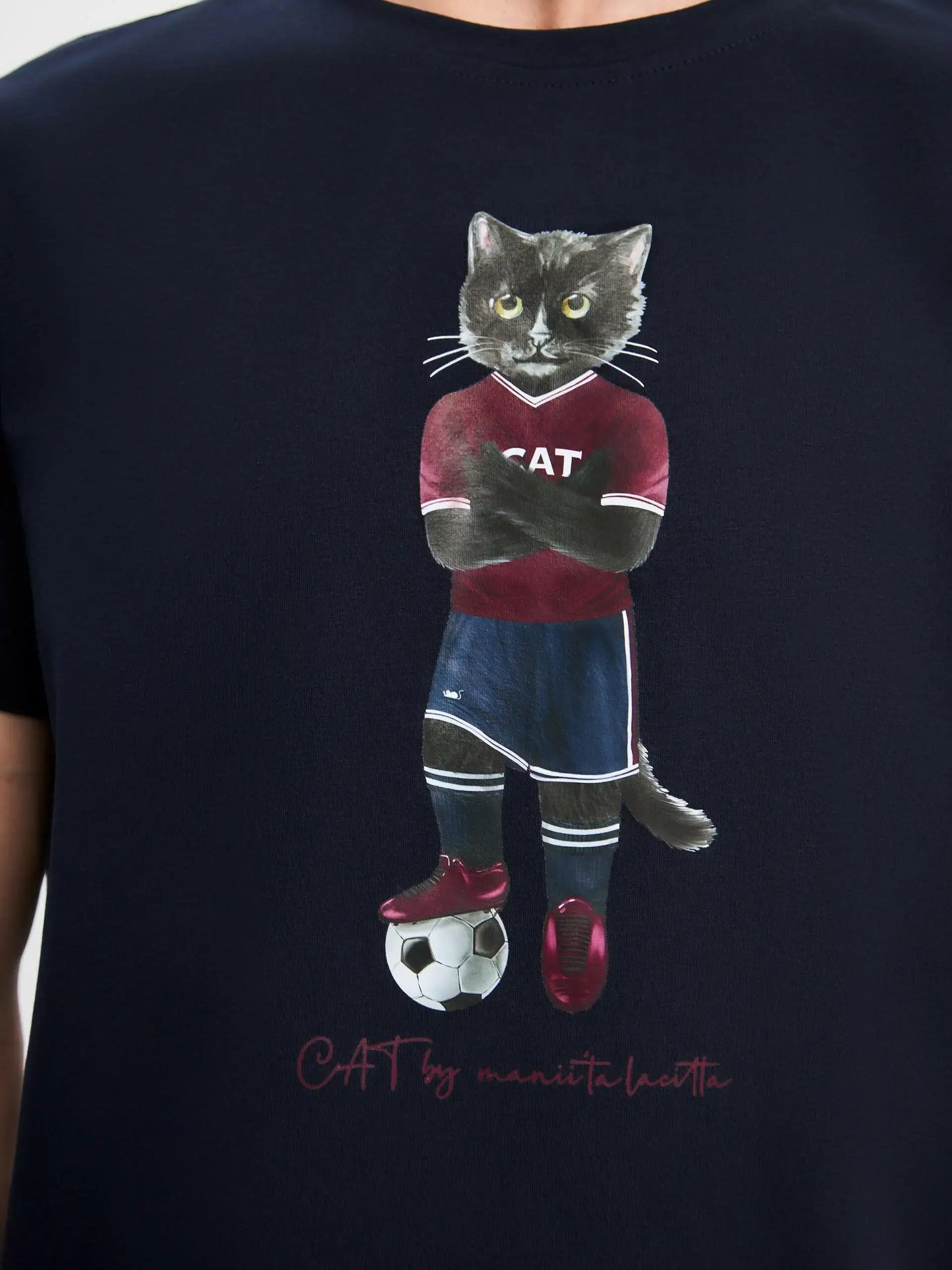 Blue T-shirt Football Cat | T-shirt For Cat Lovers | Cat e Lolette
