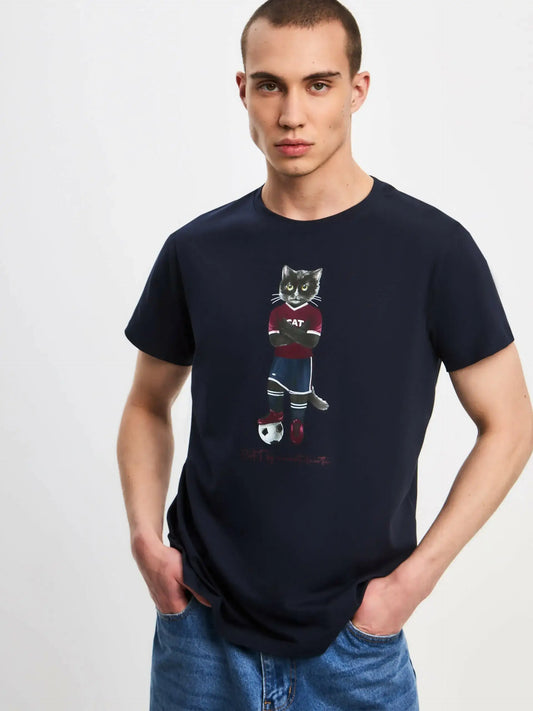 Blue T-shirt Football Cat | T-shirt For Cat Lovers | Cat e Lolette
