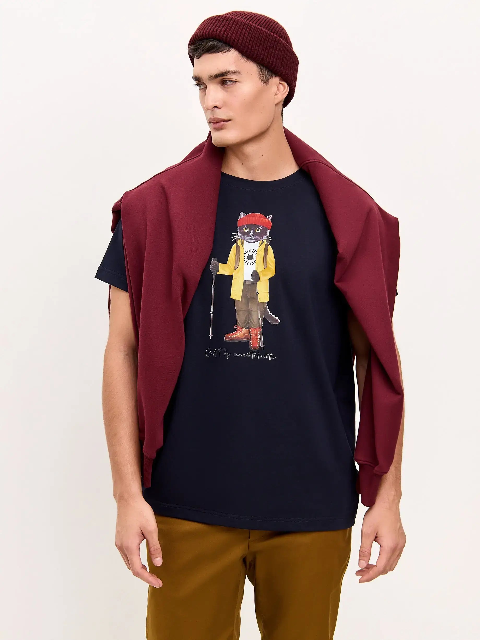 Blue T-shirt Hiking Cat | T-shirt For Cat Lovers | Cat e Lolette