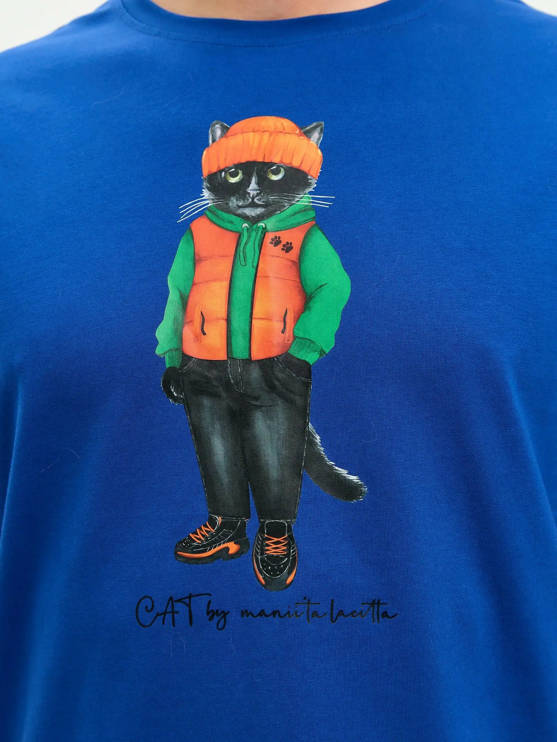 Blue T-shirt Hoodie Cat | T-shirt For Cat Lovers | Cat e Lolette