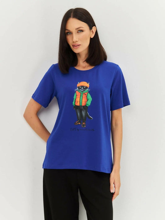 Blue T-shirt Hoodie Cat | T-shirt For Cat Lovers | Cat e Lolette