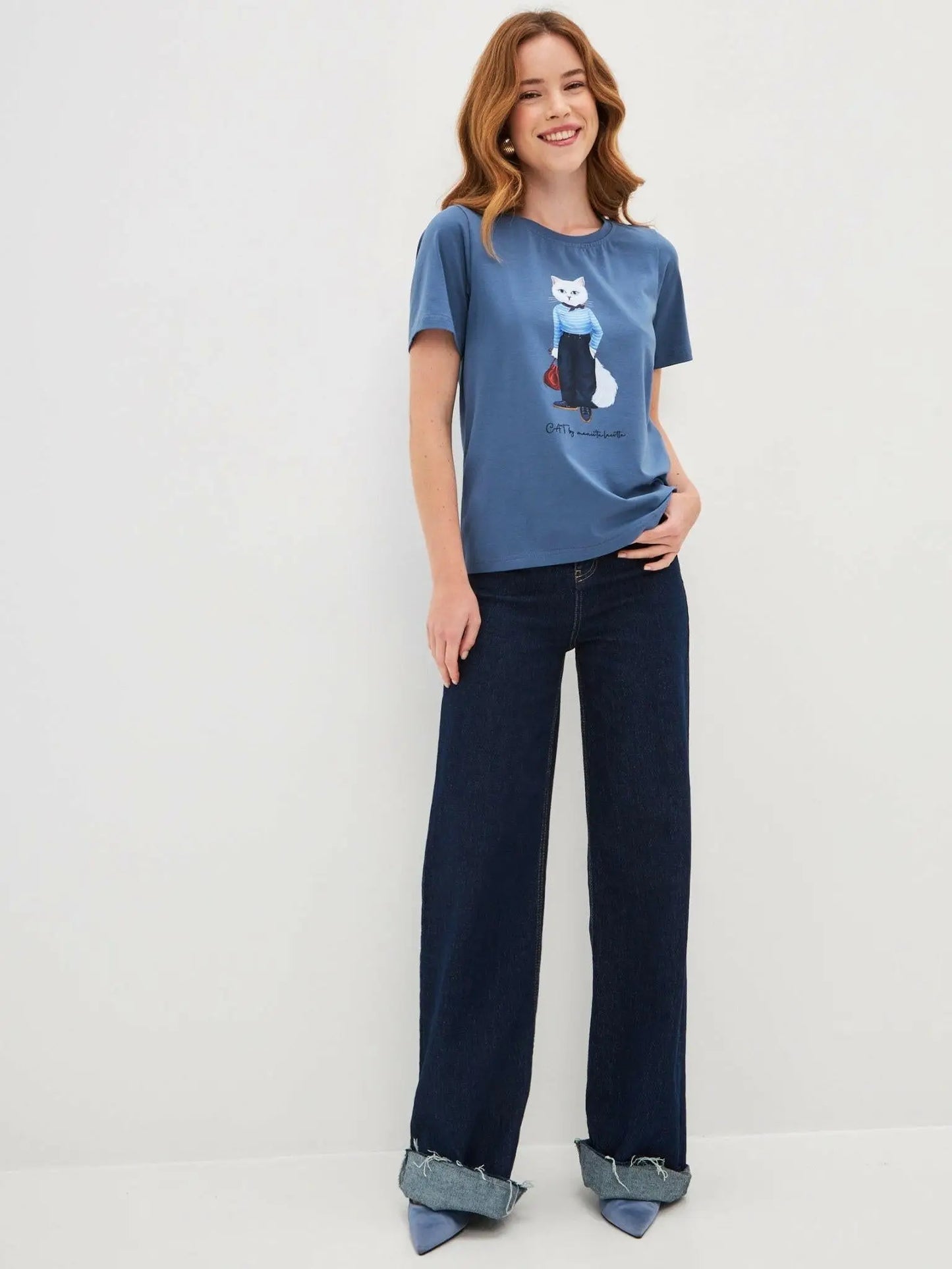 Blue T-shirt Mariner Cat | T-shirt For Cat Lovers | Cat e Lolette