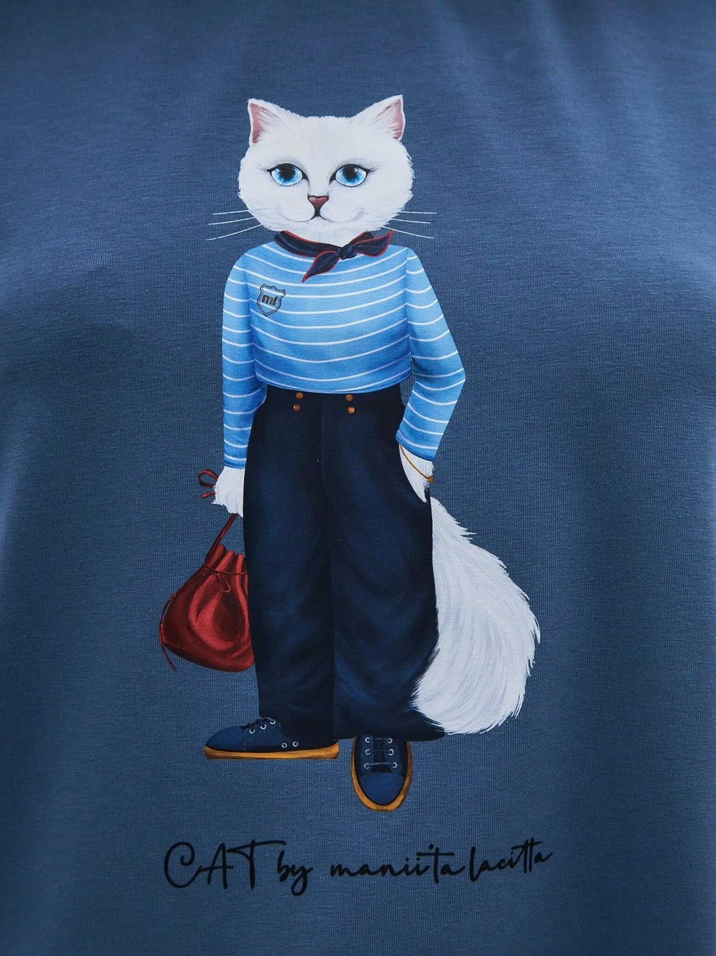 Blue T-shirt Mariner Cat | T-shirt For Cat Lovers | Cat e Lolette