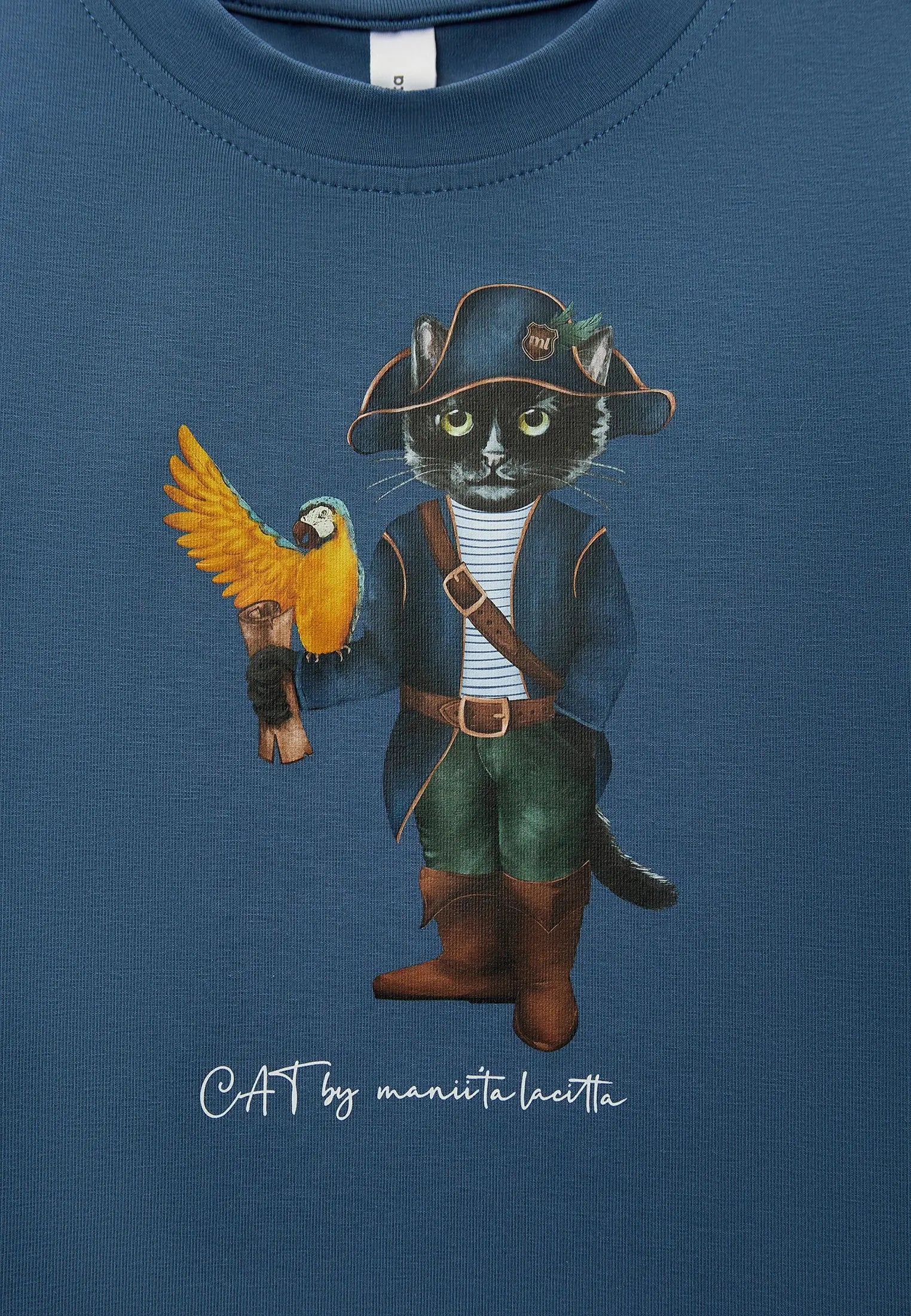 Blue T-shirt Pirate Cat | T-shirt For Cat Lovers | Cat e Lolette