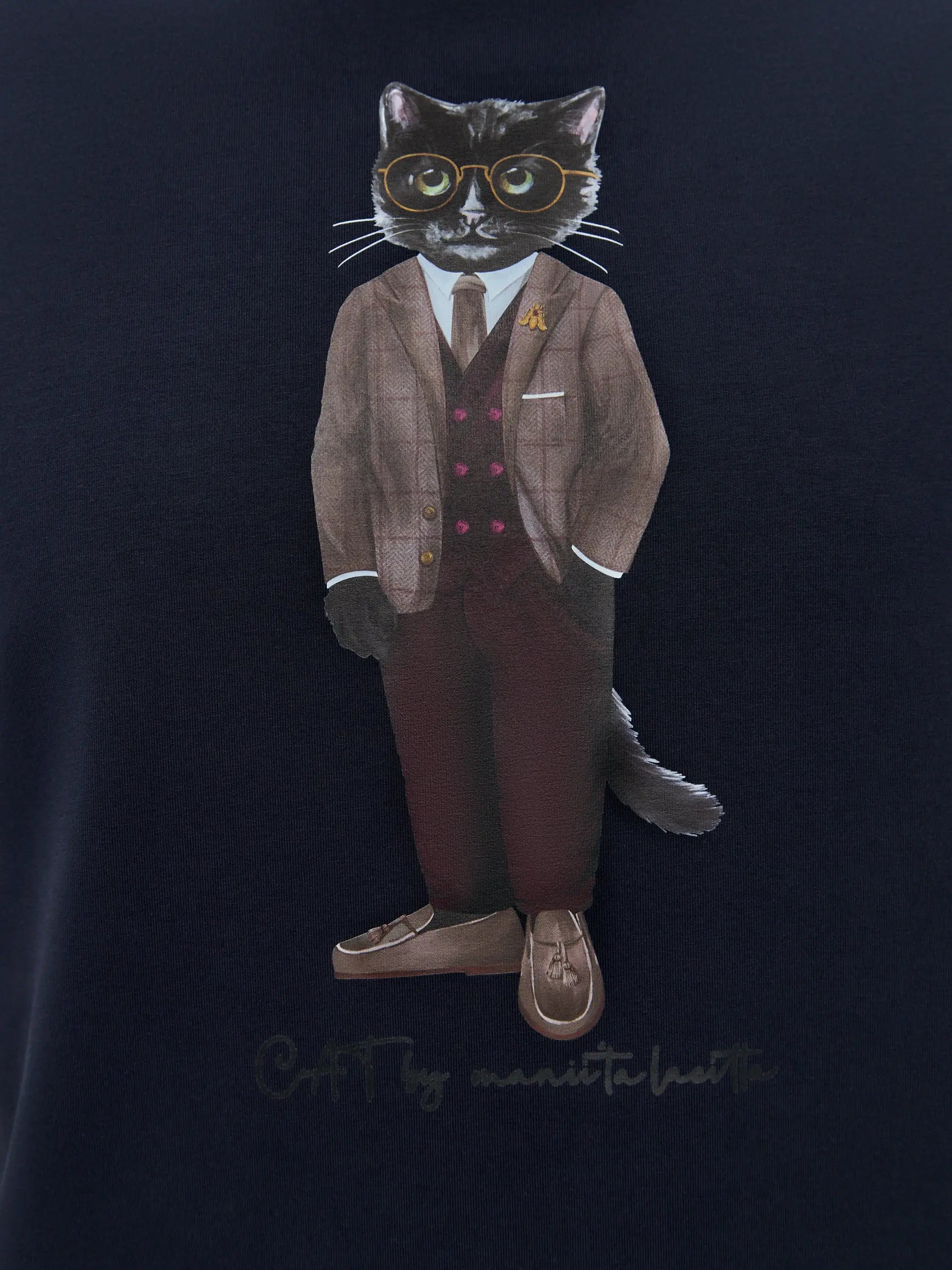 Blue T-shirt Professor Cat | T-shirt For Cat Lovers | Cat e Lolette
