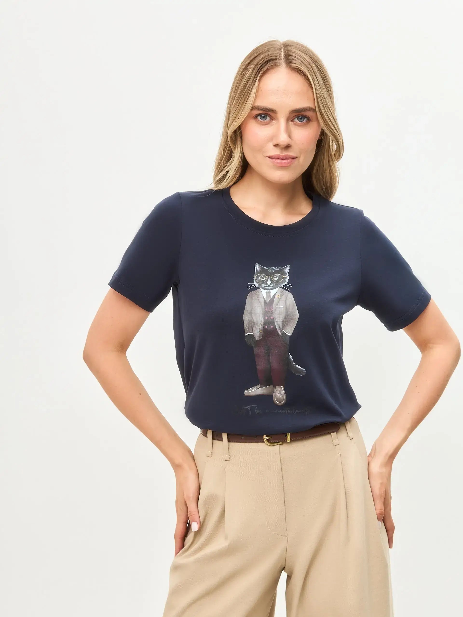 Blue T-shirt Professor Cat | T-shirt For Cat Lovers | Cat e Lolette
