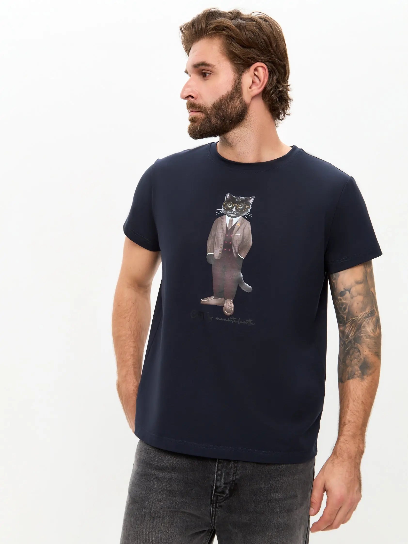 Blue T-shirt Professor Cat | T-shirt For Cat Lovers | Cat e Lolette